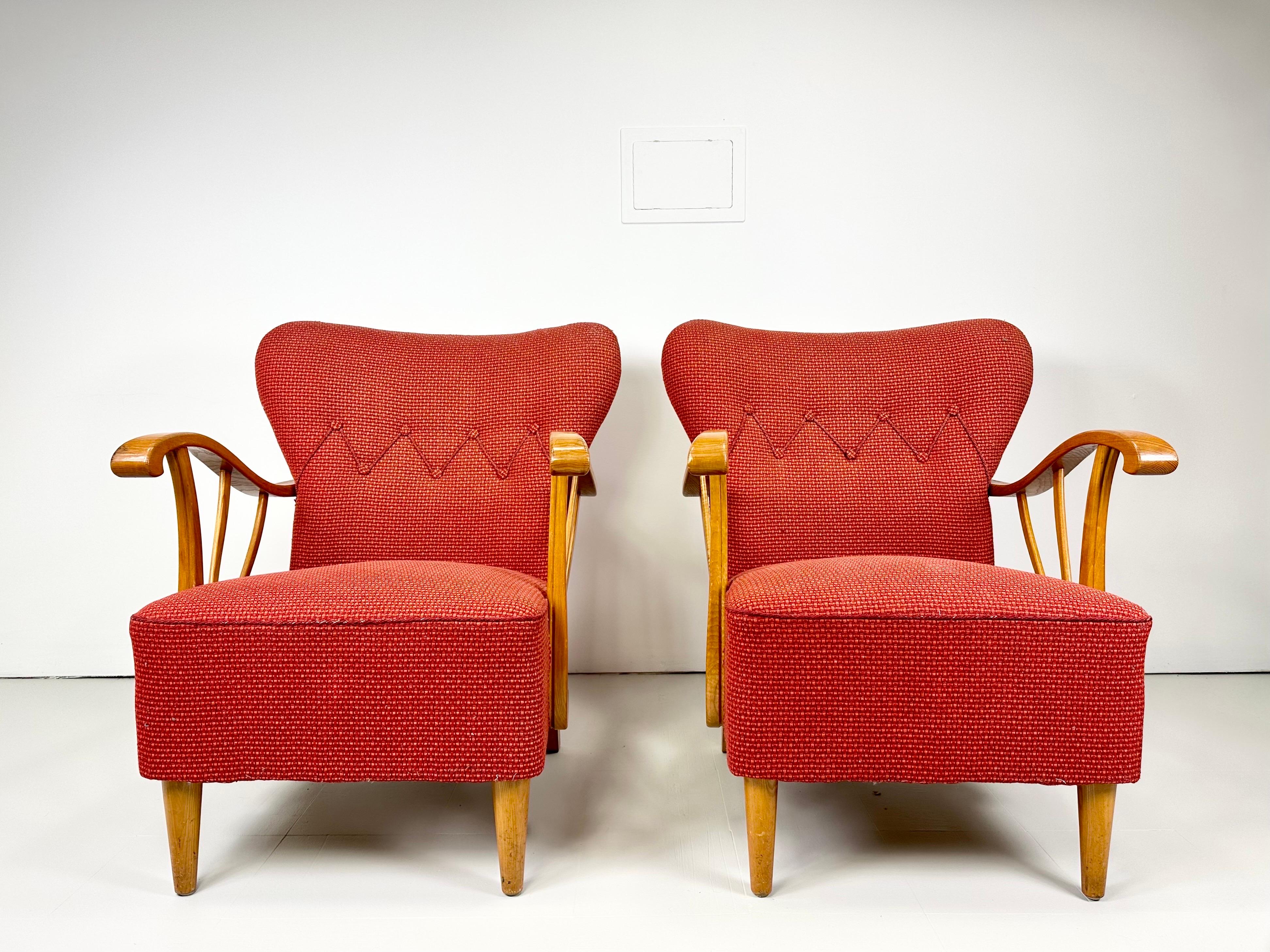 Scandinavian Modern 1940’s Swedish Lounge Chairs For Sale