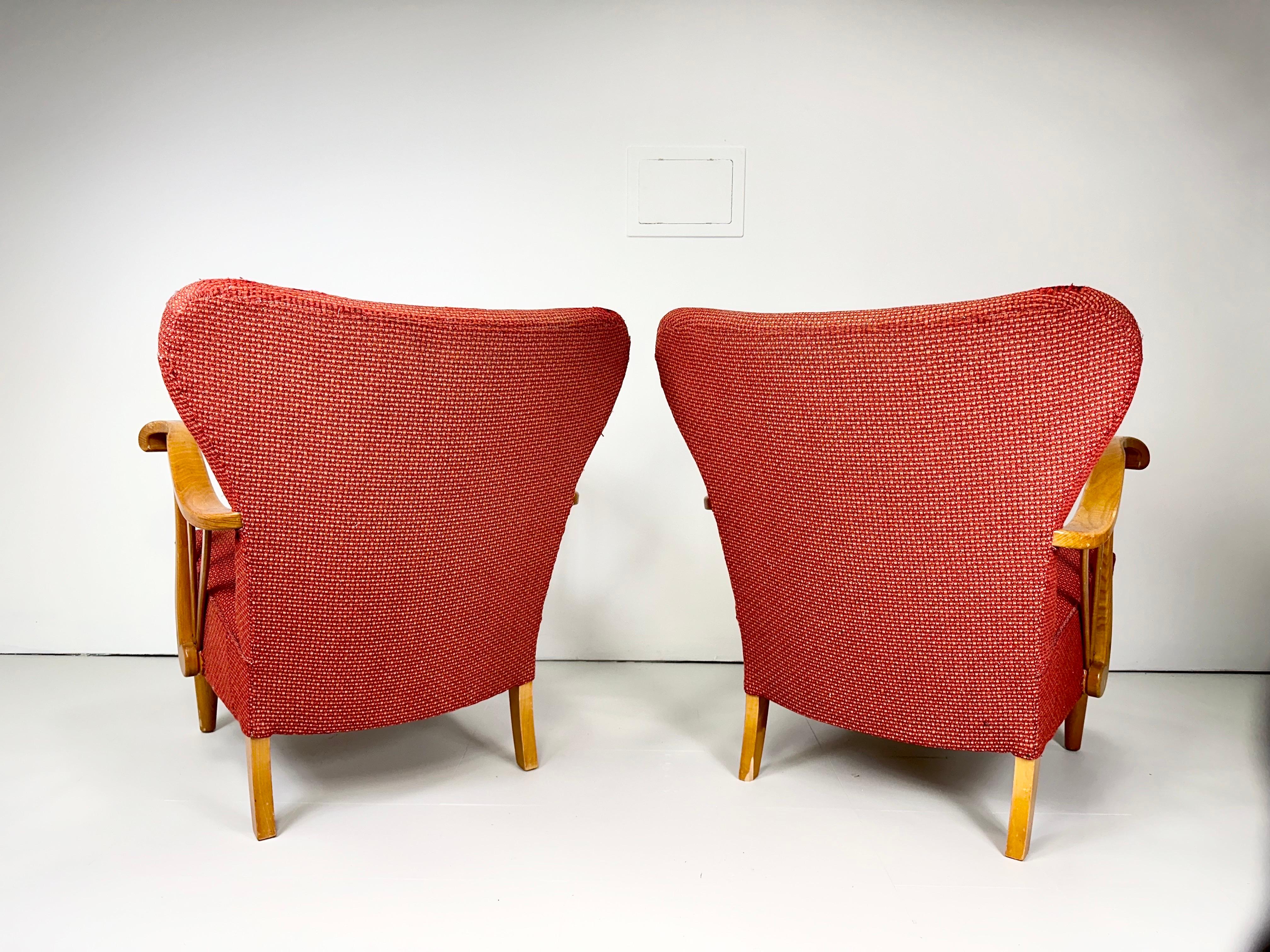 1940’s Swedish Lounge Chairs In Good Condition For Sale In Turners Falls, MA