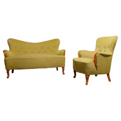 1940s Swedish lounge set, Sofa and Chair ,  attributed to Carl Malmsten