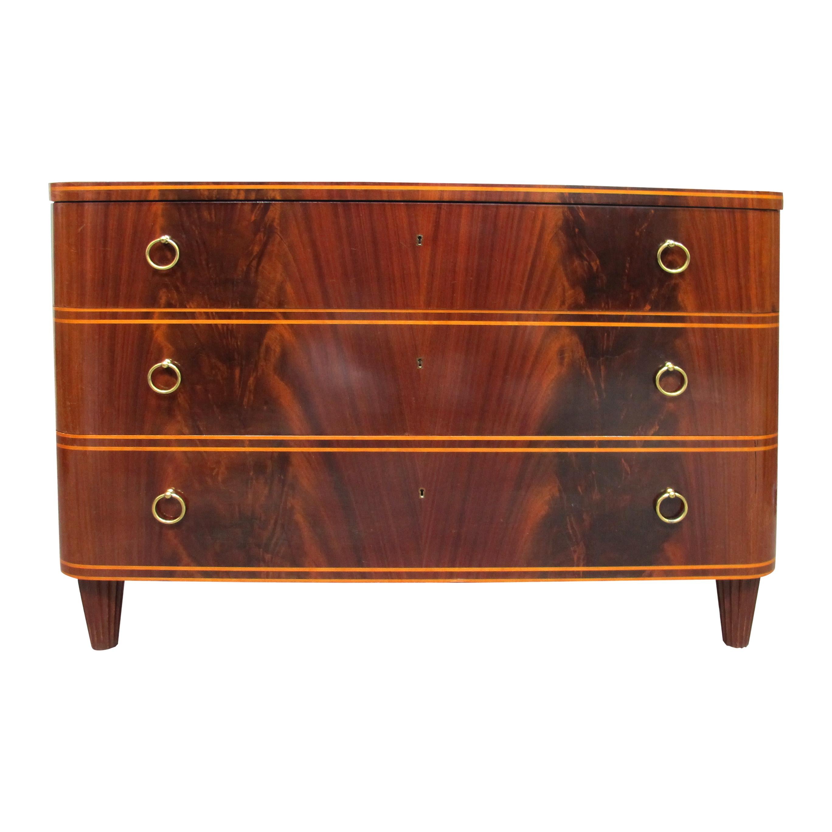 Mid-Century Modern 1940s Swedish Mahogany Chest of Drawers by Axel Larsson For Sale