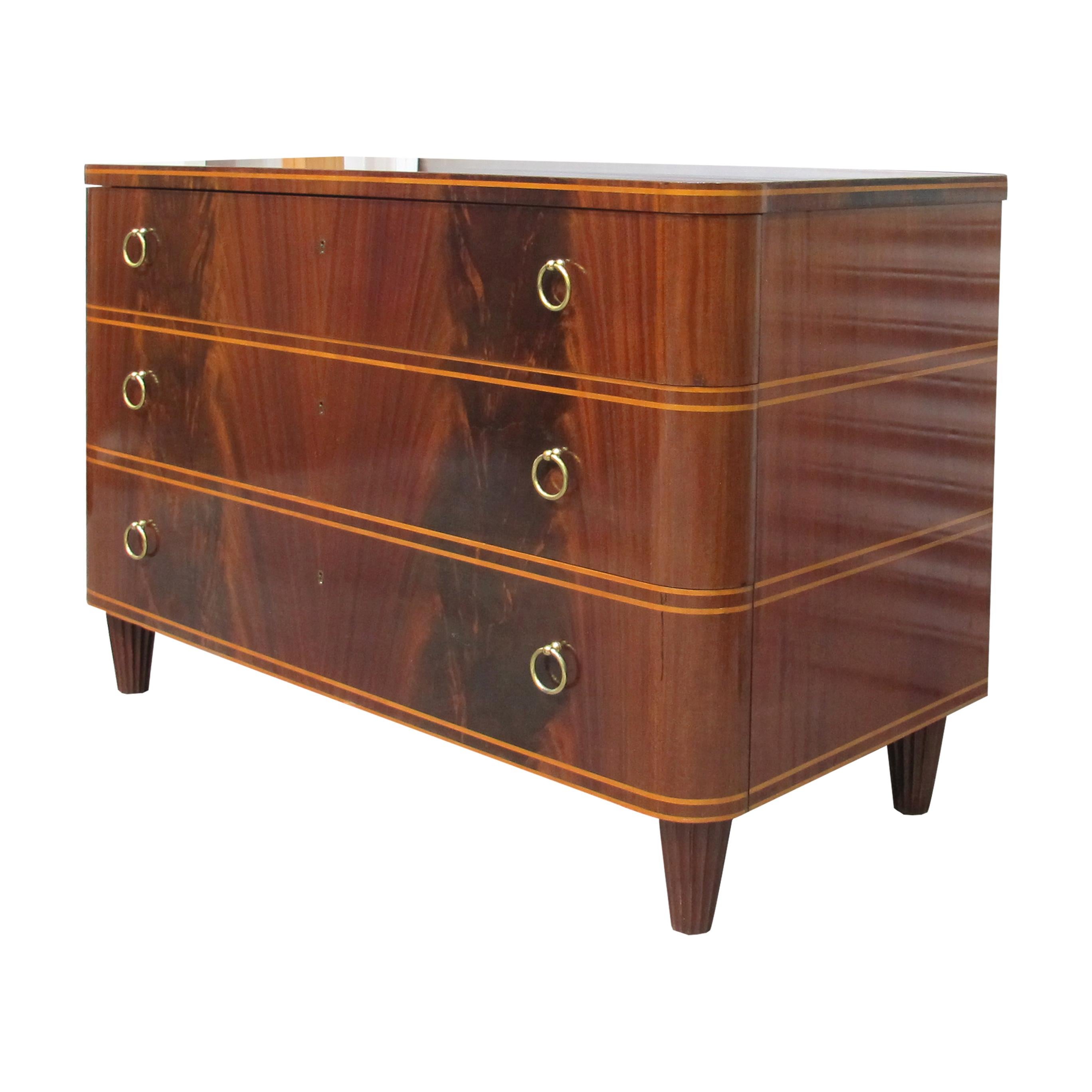 Veneer 1940s Swedish Mahogany Chest of Drawers by Axel Larsson For Sale