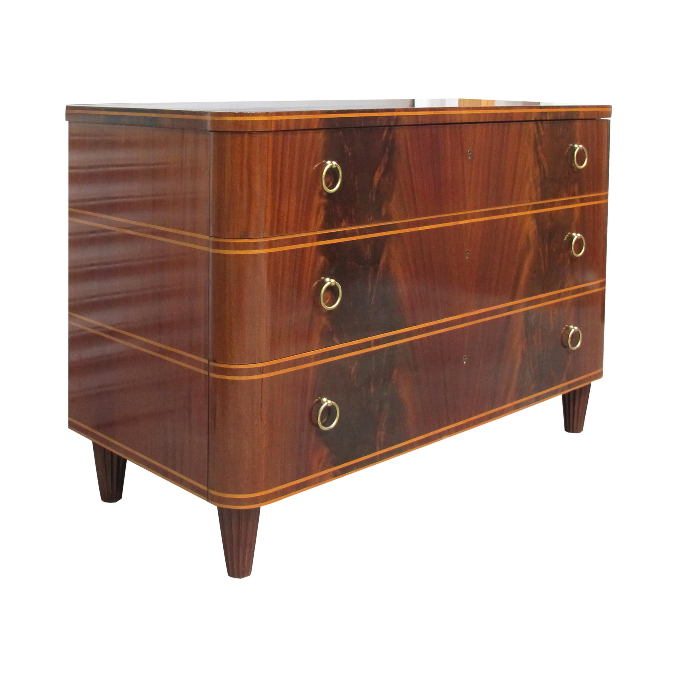 1940s Swedish Mahogany Chest of Drawers by Axel Larsson In Good Condition For Sale In London, GB