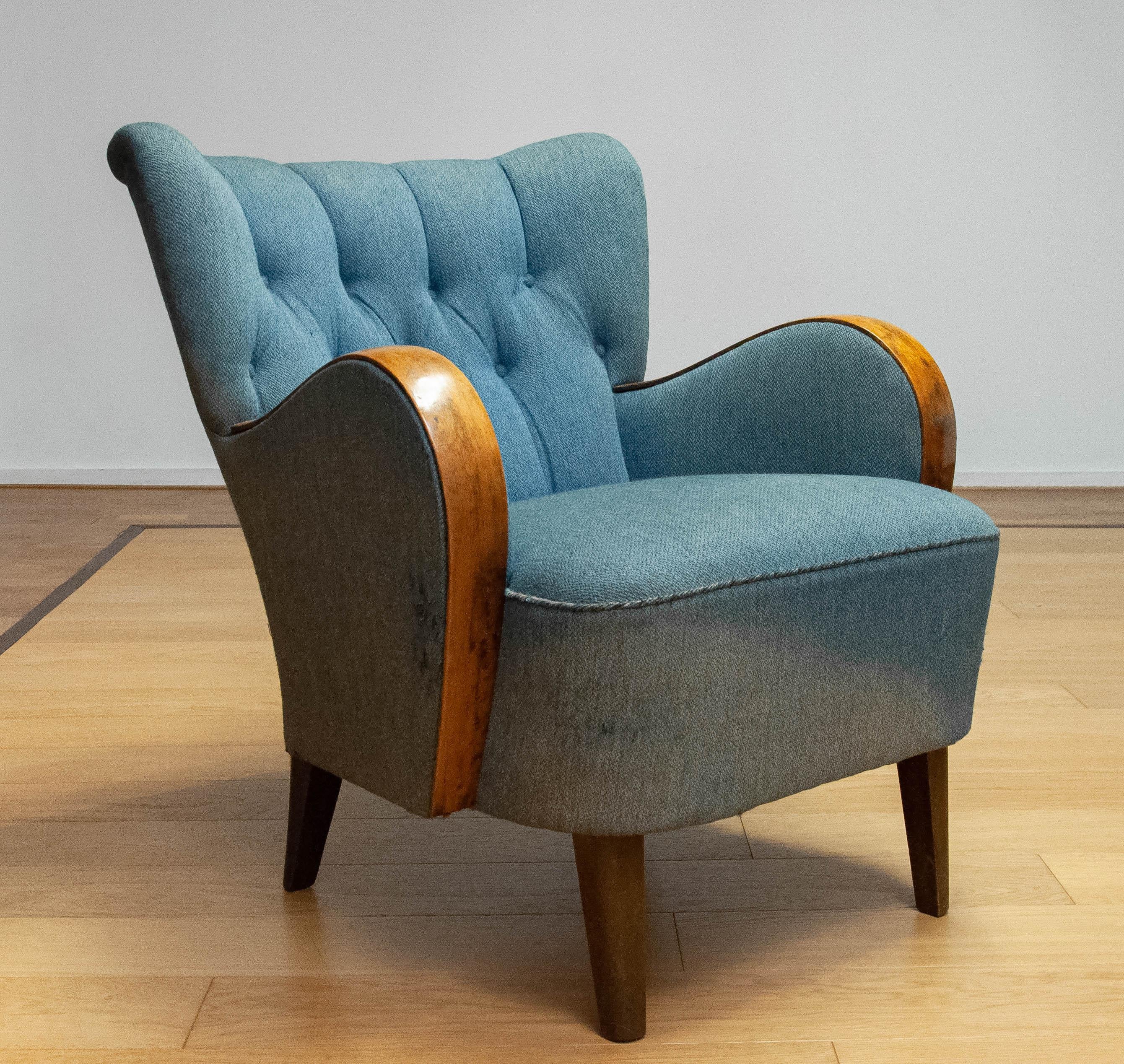 Art déco Fauteuil suédois Moderen / Art Déco / Nouveau des années 1940 proposé pour retapisser en vente
