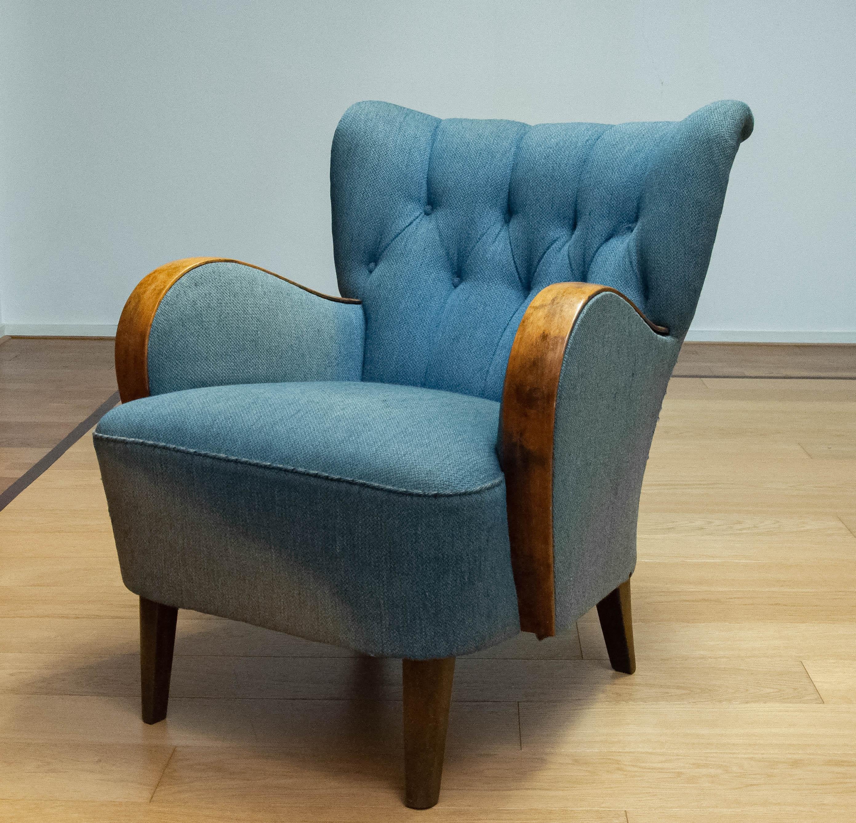 Fauteuil suédois Moderen / Art Déco / Nouveau des années 1940 proposé pour retapisser État moyen - En vente à Silvolde, Gelderland
