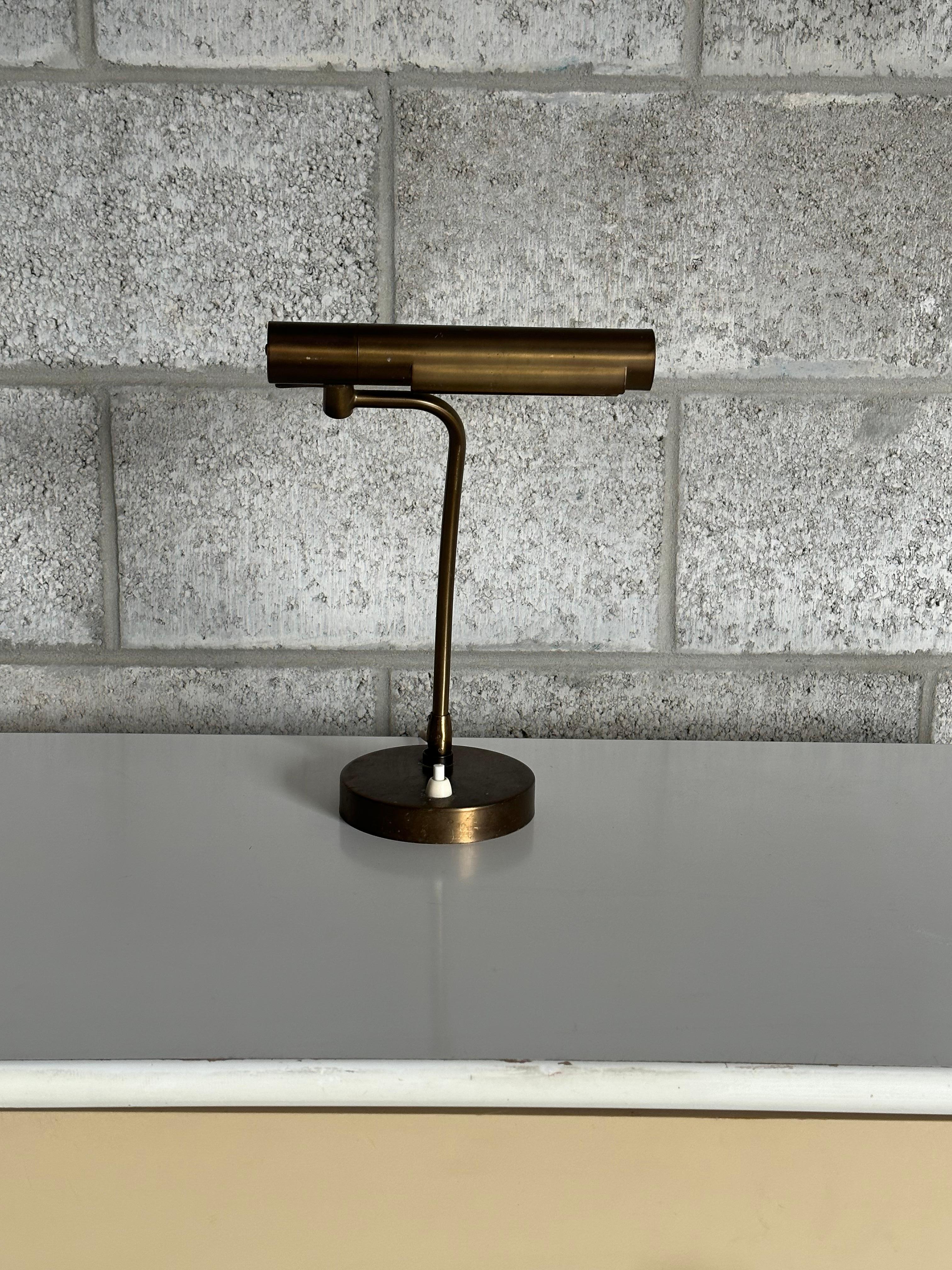 1940s Swedish Modern Brass Desk or Banker/ Table Lamp by Asea For Sale 1