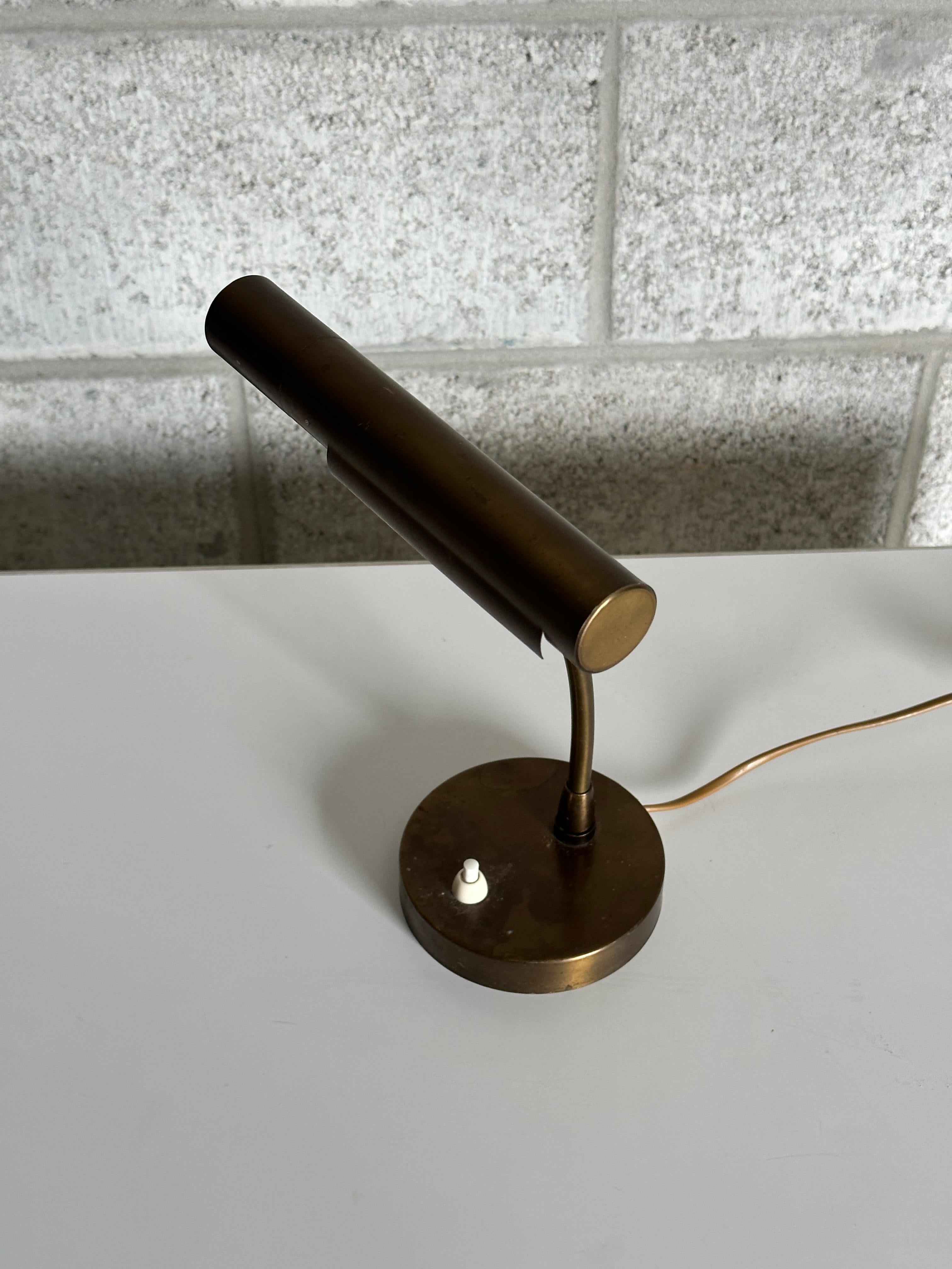 1940s Swedish Modern Brass Desk or Banker/ Table Lamp by Asea For Sale 4