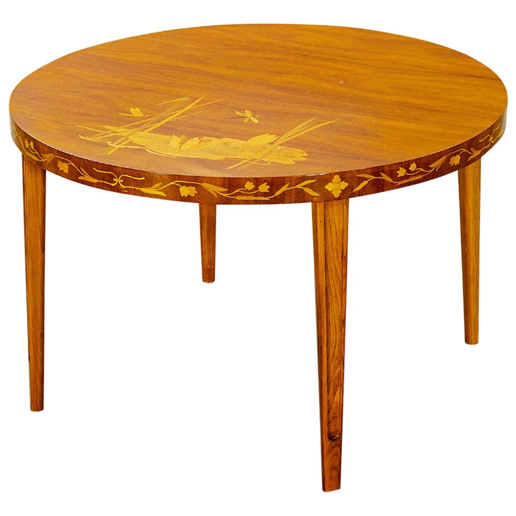 1940s Swedish Modern Coffee Table with Dragonfly Inlay