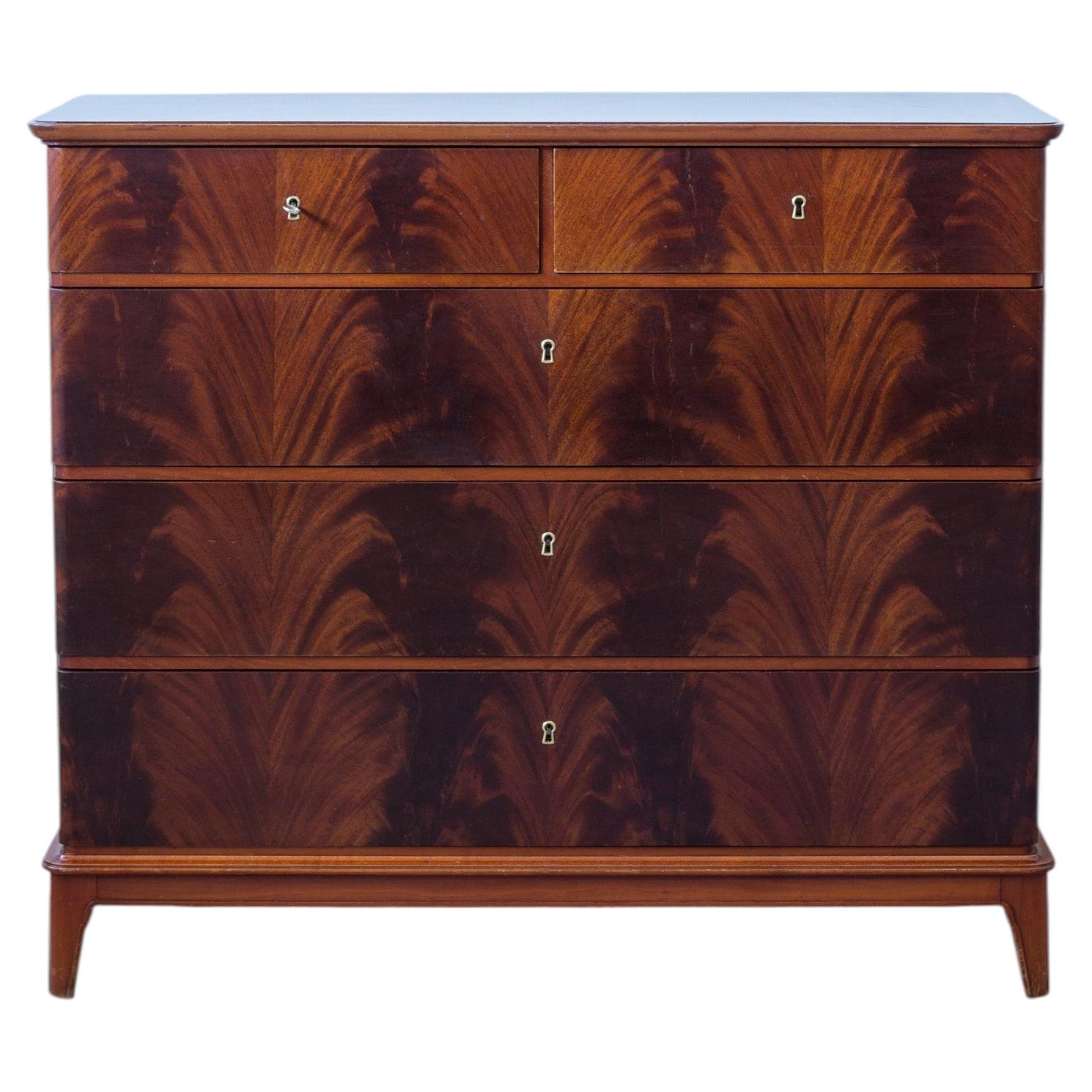 1940s Swedish modern mahogany dresser in the style of Josef Frank