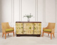 1940s Swedish Modern Nordens Flora Botanical Sideboard Cabinet