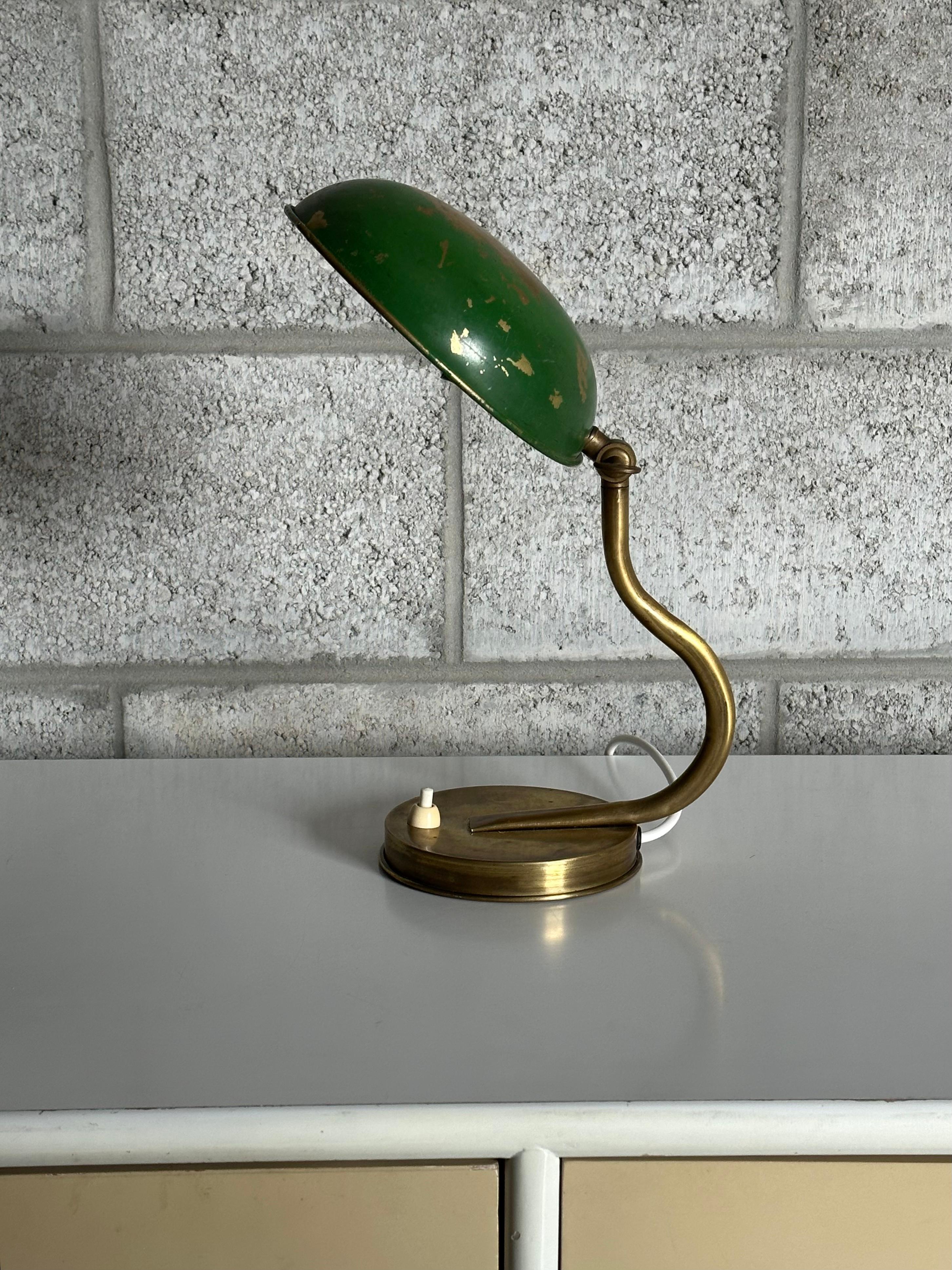 Mid-Century Modern 1940s Swedish Modern Organic Wall/ Table Lamp by Asea, Brass and Paint For Sale