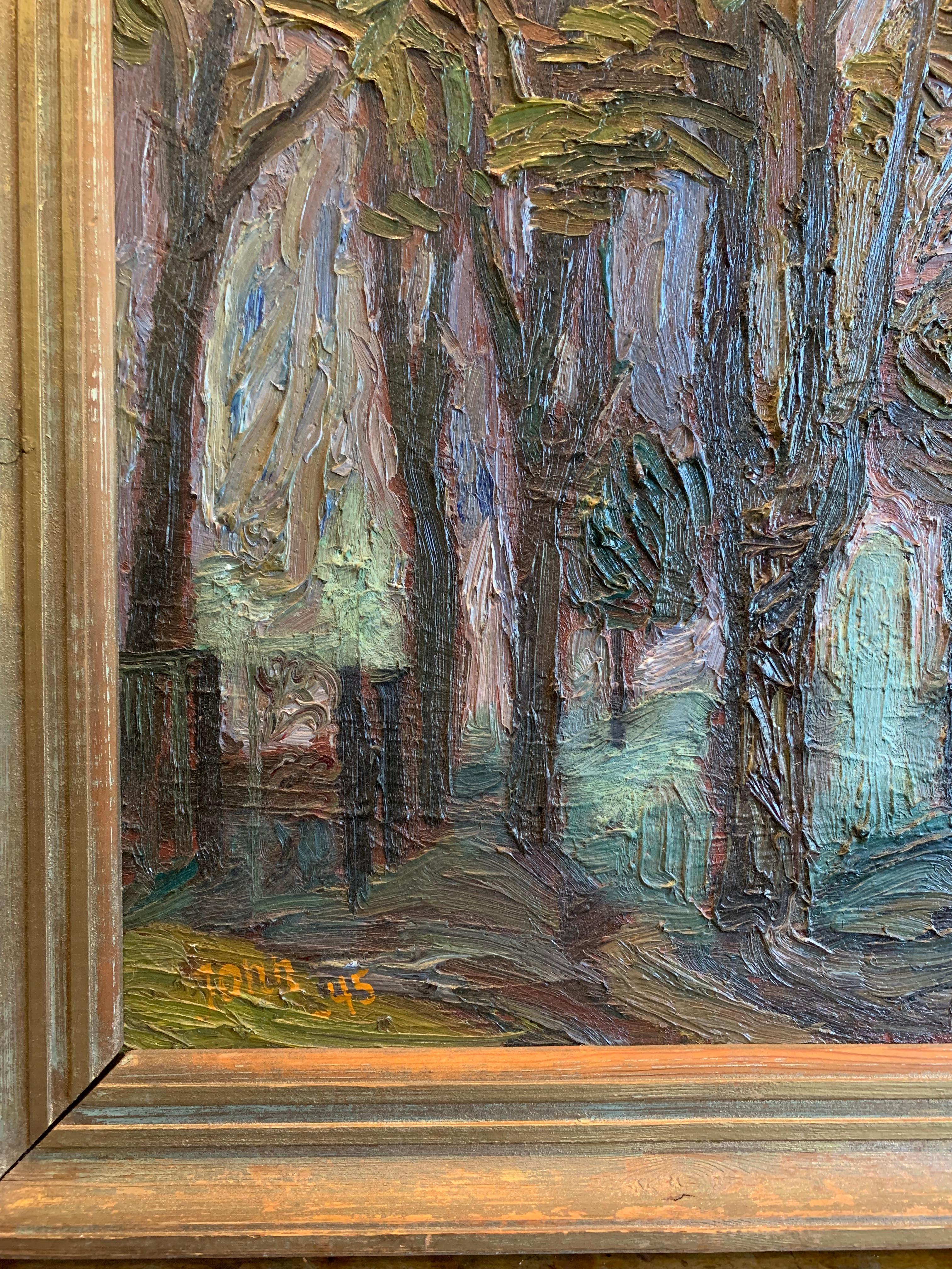 Olio svedese su tavola del 1940 di Gunnar Jonn (1904-1963) in vendita 2