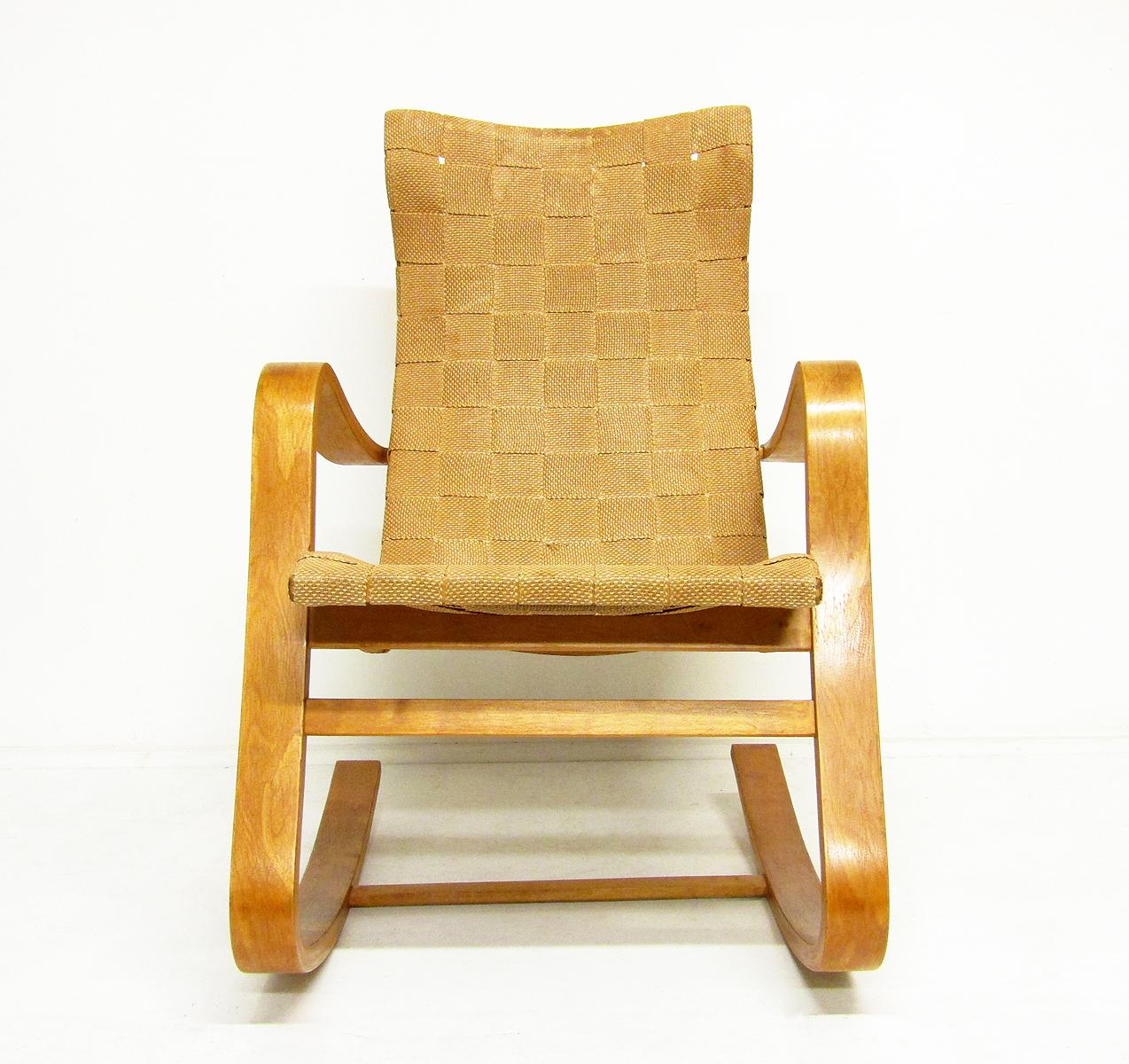 A particularly fine 1940s birch bentwood rocking chair by Swedish designer Gustaf Axel Berg.

An early importer of Alvar Aalto furniture, Gustaf Berg's own designs were influenced by the Finnish master. His organic works have received considerable