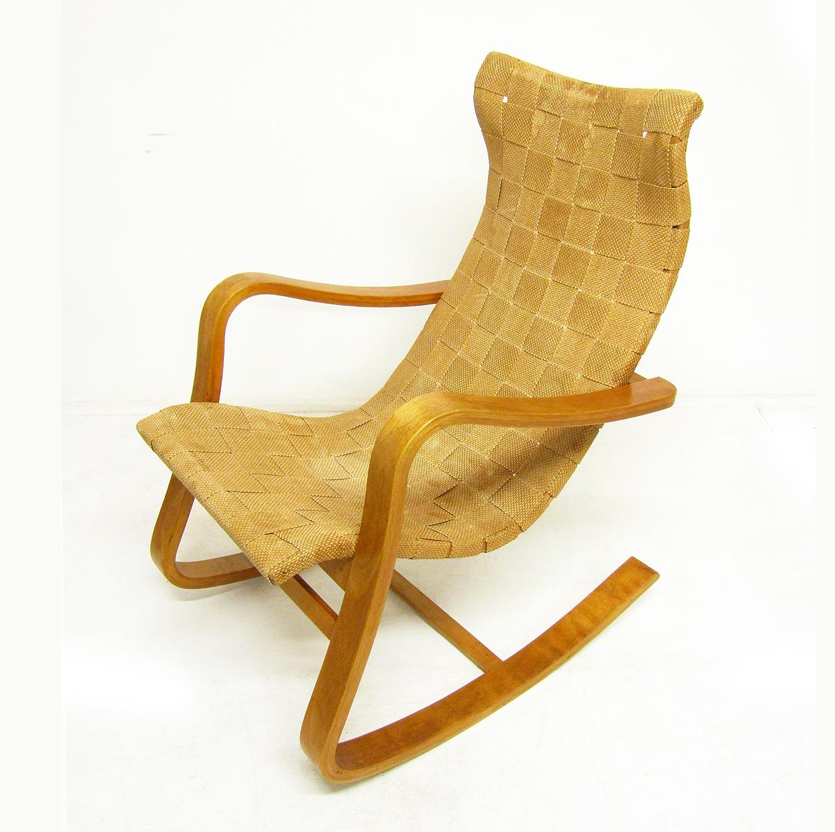 Mid-Century Modern 1940s Swedish Rocking Chair by Gustaf Axel Berg For Sale