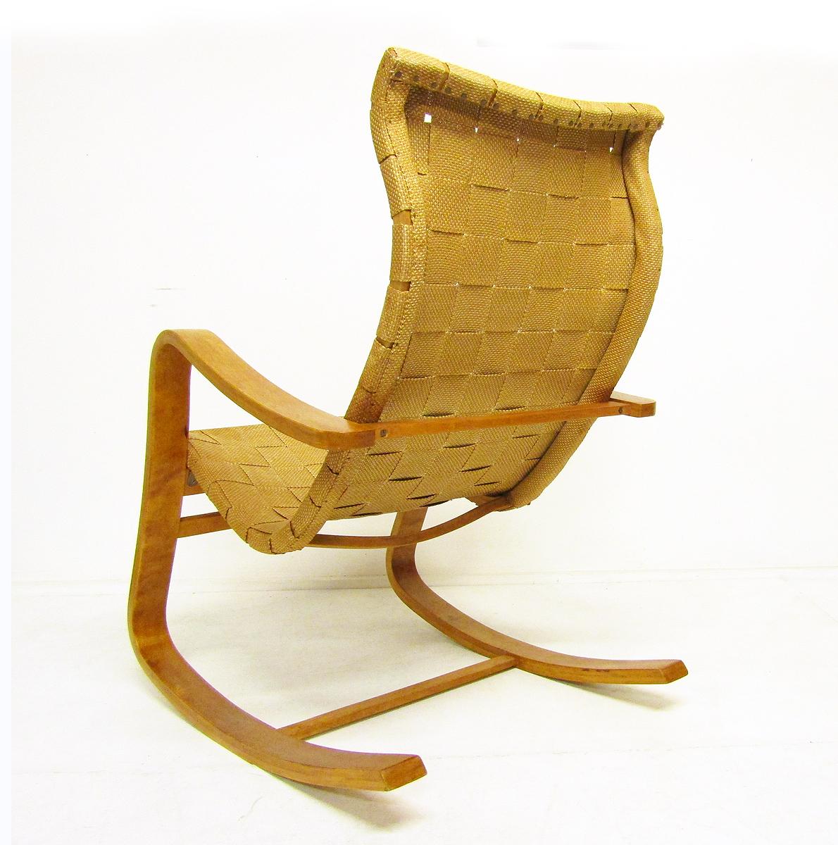 Birch 1940s Swedish Rocking Chair by Gustaf Axel Berg For Sale