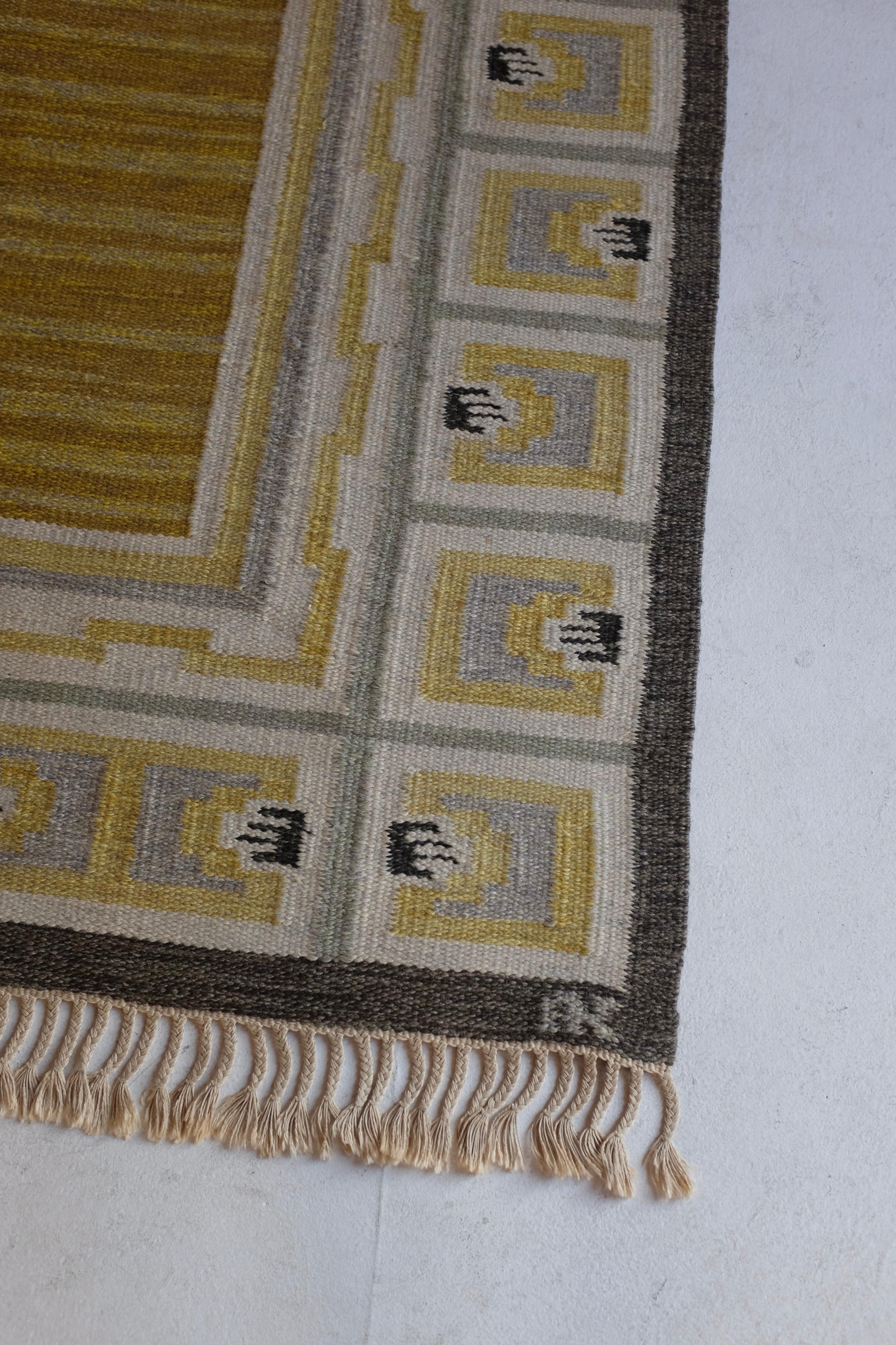 1940's Swedish Rug by Aina Kånge In Good Condition For Sale In Brooklyn, NY