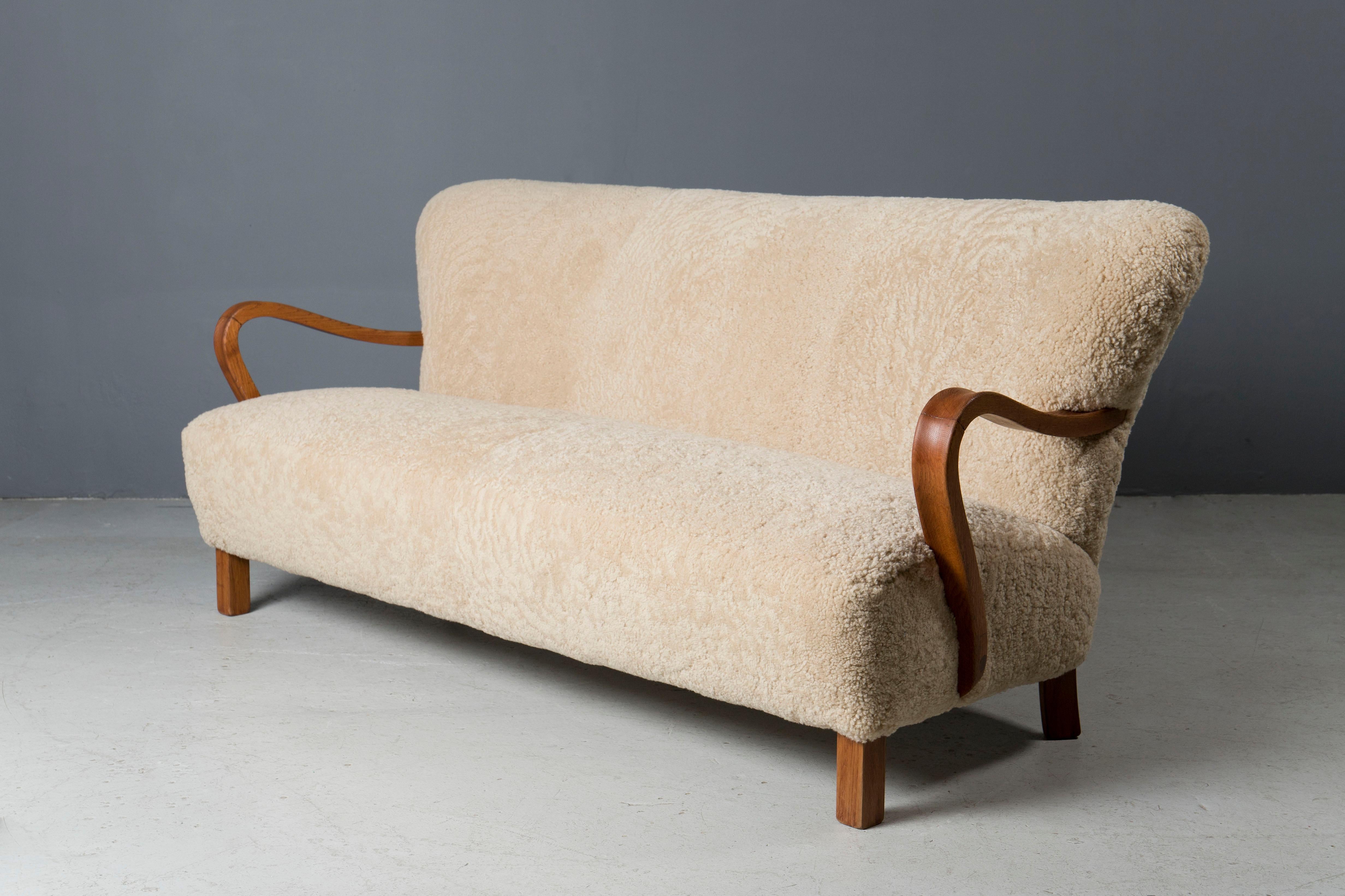 1940s Swedish Shearling Couch In Good Condition In New York, NY