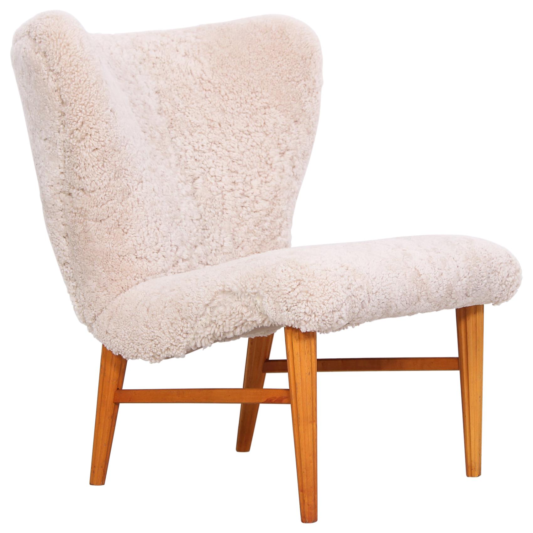 1940s Swedish Sheepskin Easy Chair