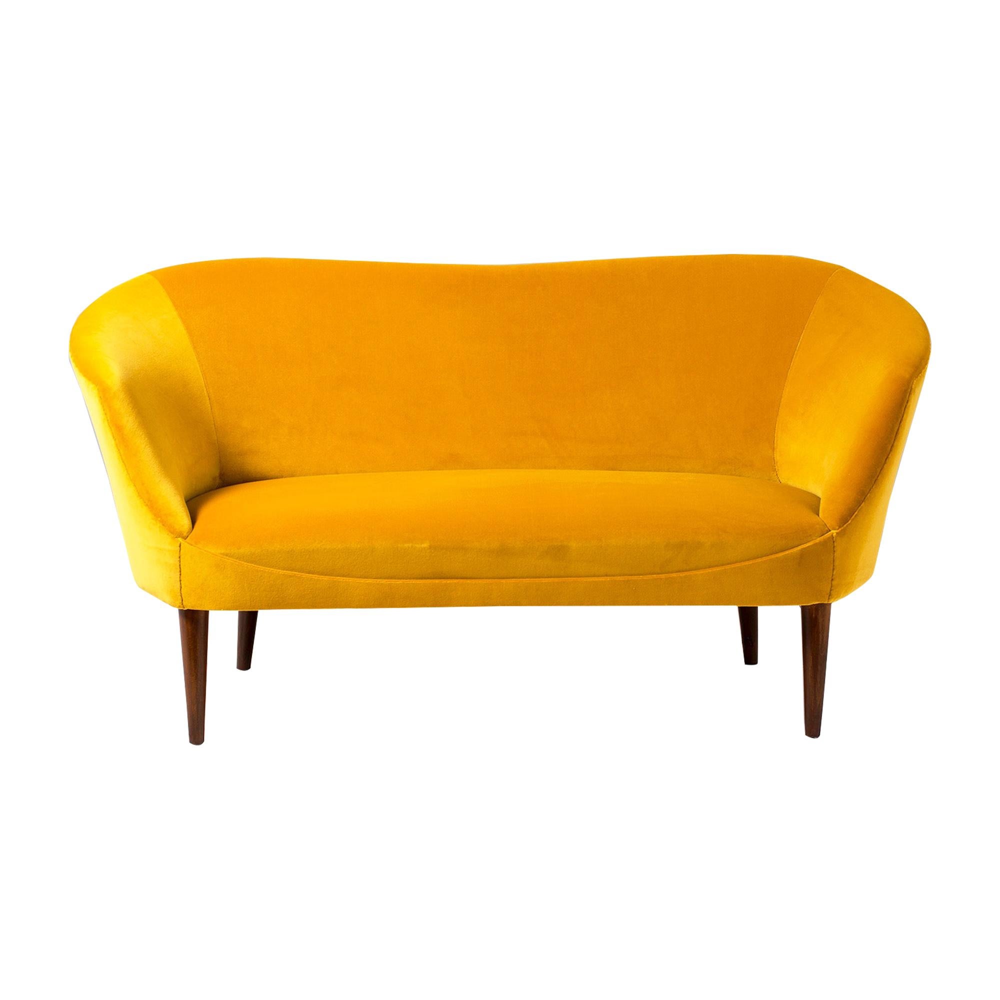 1940s Swedish Velvet Loveseat Sofa