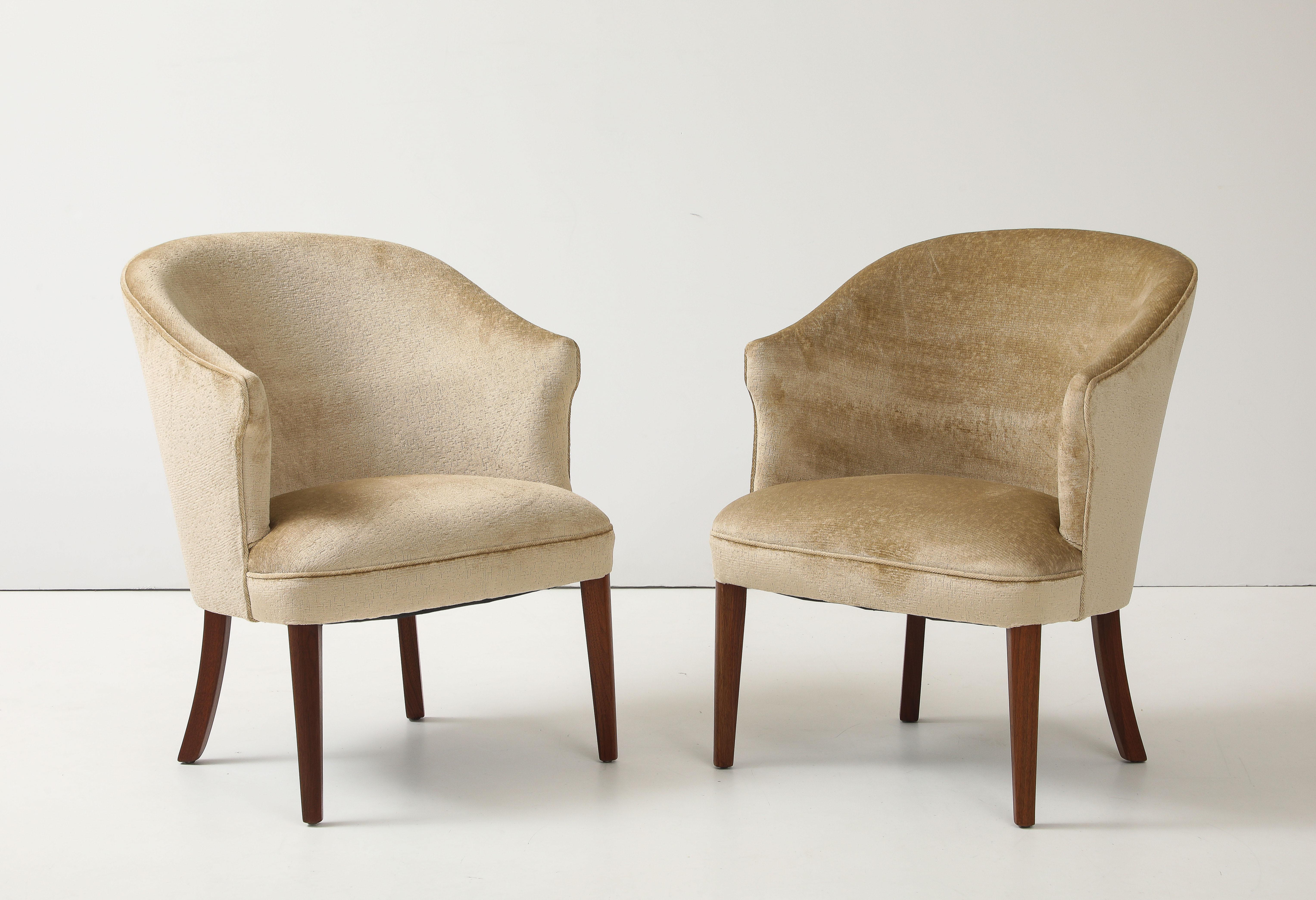 1940's Swedish Walnut Lounge Chairs In Good Condition For Sale In New York, NY