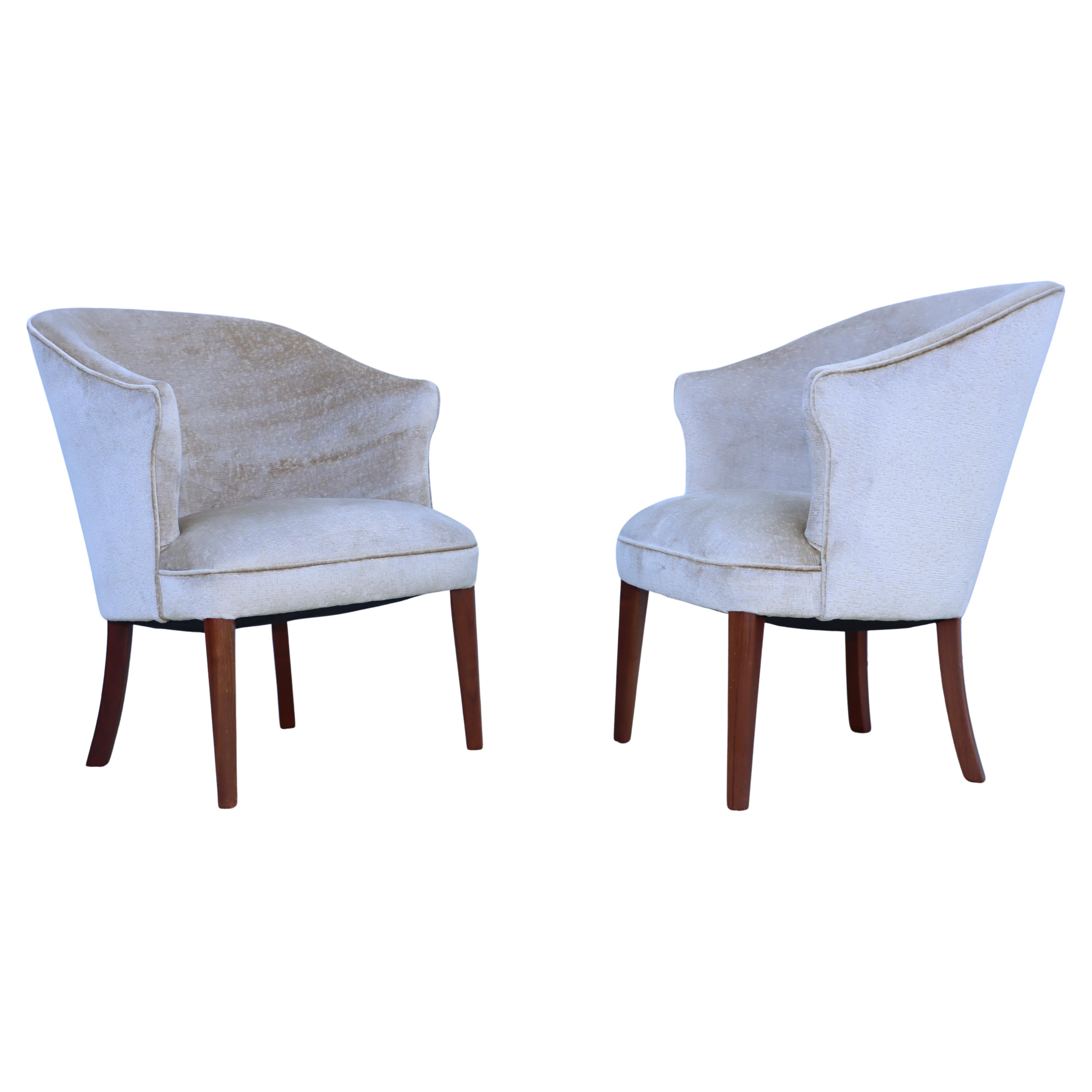 1940's Swedish Walnut Lounge Chairs