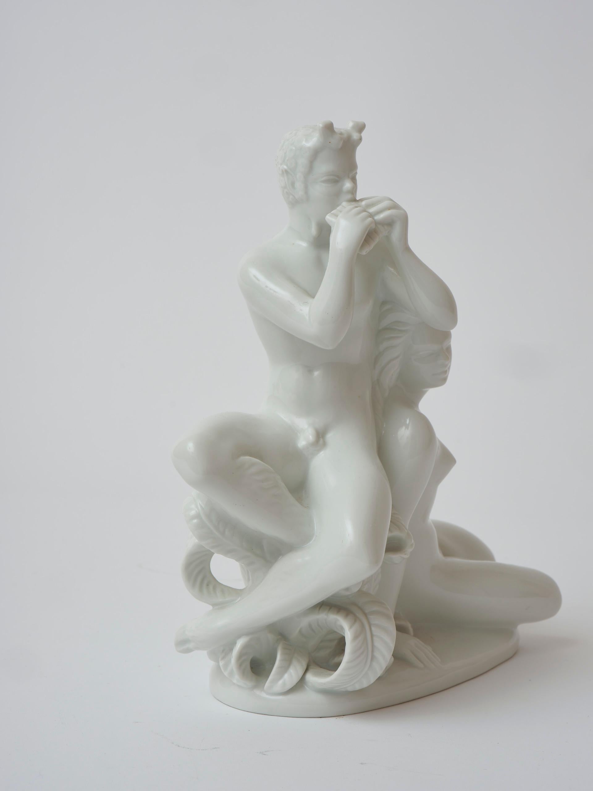 Mid-20th Century 1940s Swedish white porcelain Art Deco figure by Harald Salomon for Rörstrand For Sale