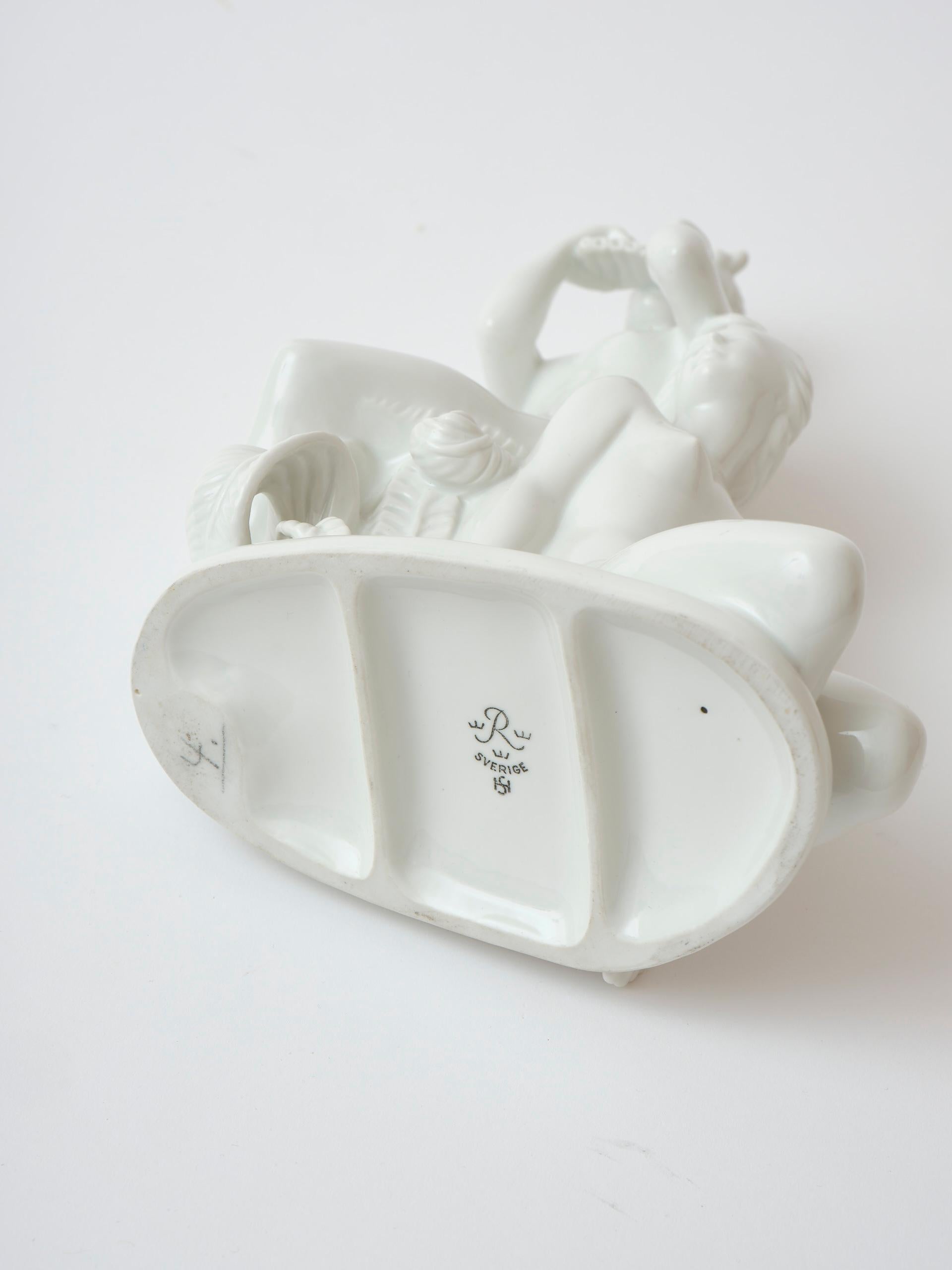 1940s Swedish white porcelain Art Deco figure by Harald Salomon for Rörstrand For Sale 2