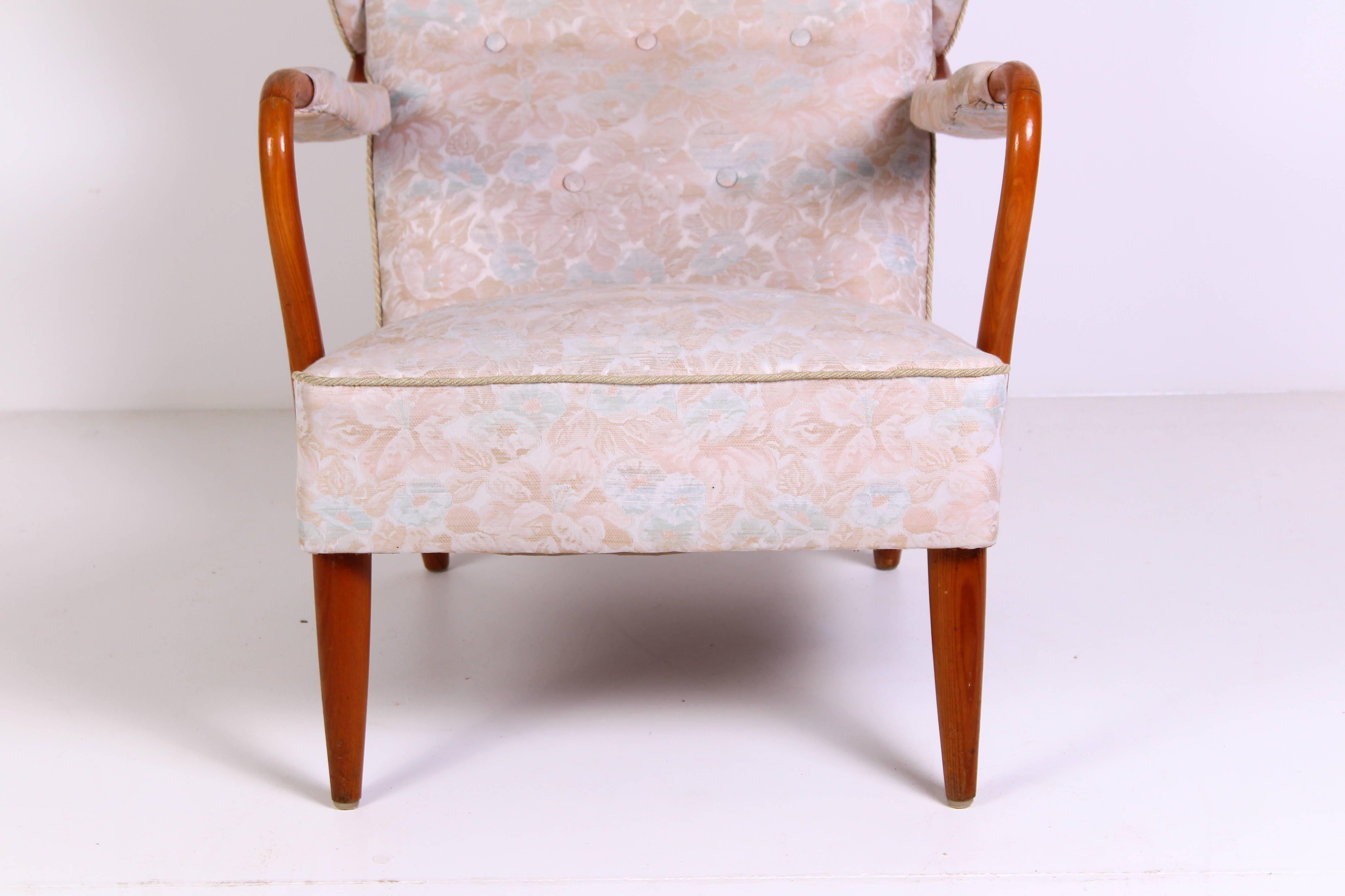 Scandinavian Modern 1940s Swedish Wingback Lounge Chair
