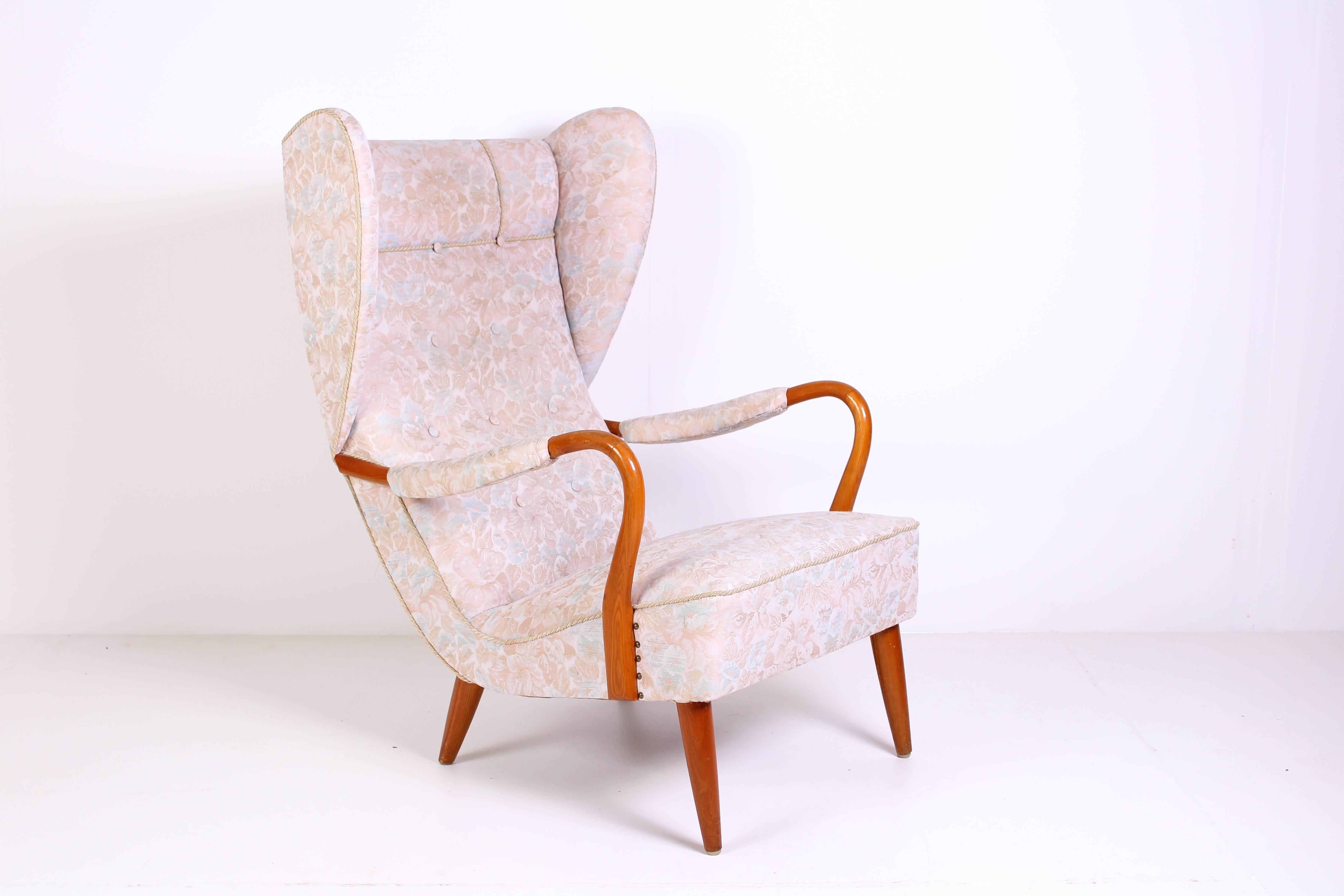Mid-20th Century 1940s Swedish Wingback Lounge Chair
