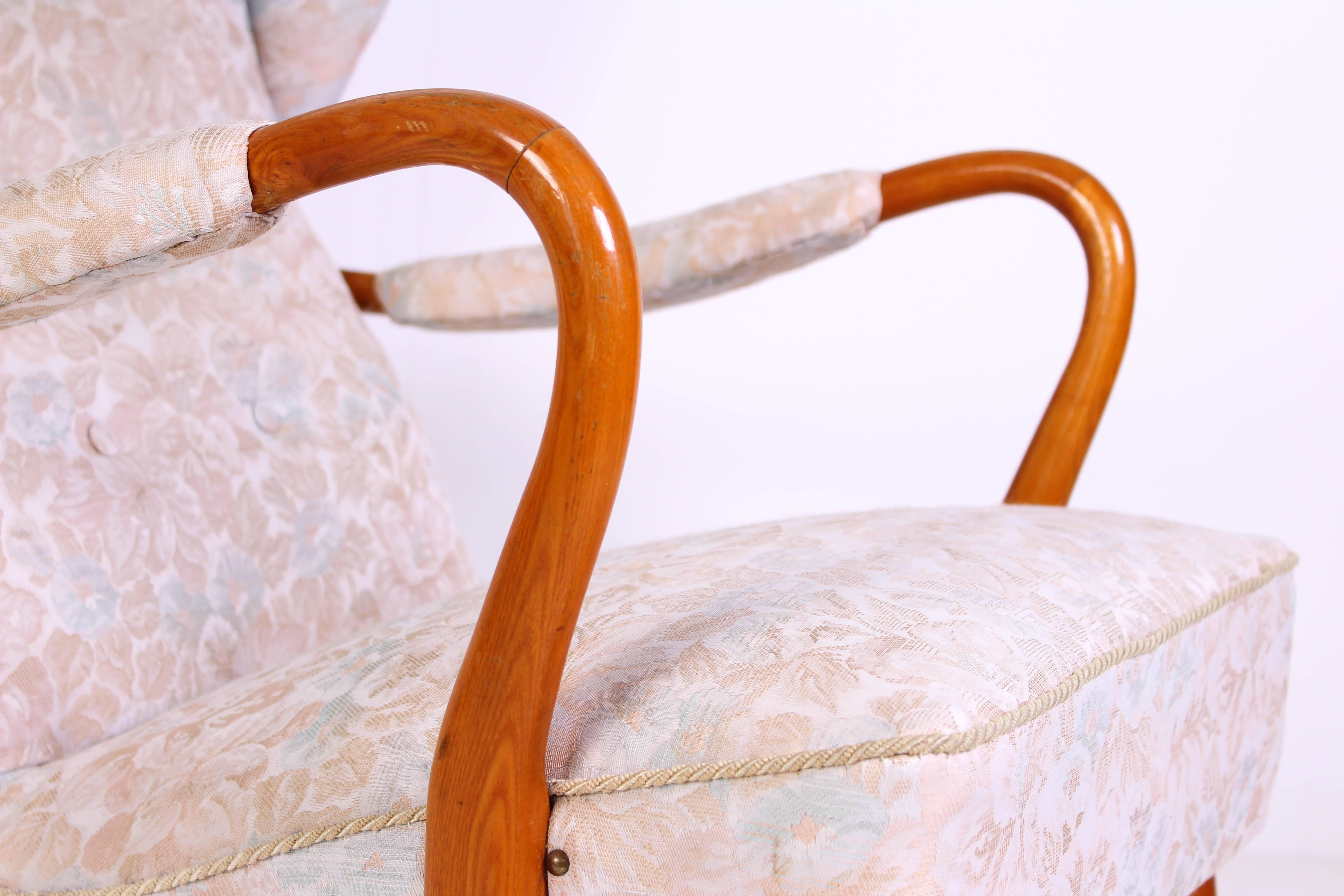 1940s Swedish Wingback Lounge Chair 1