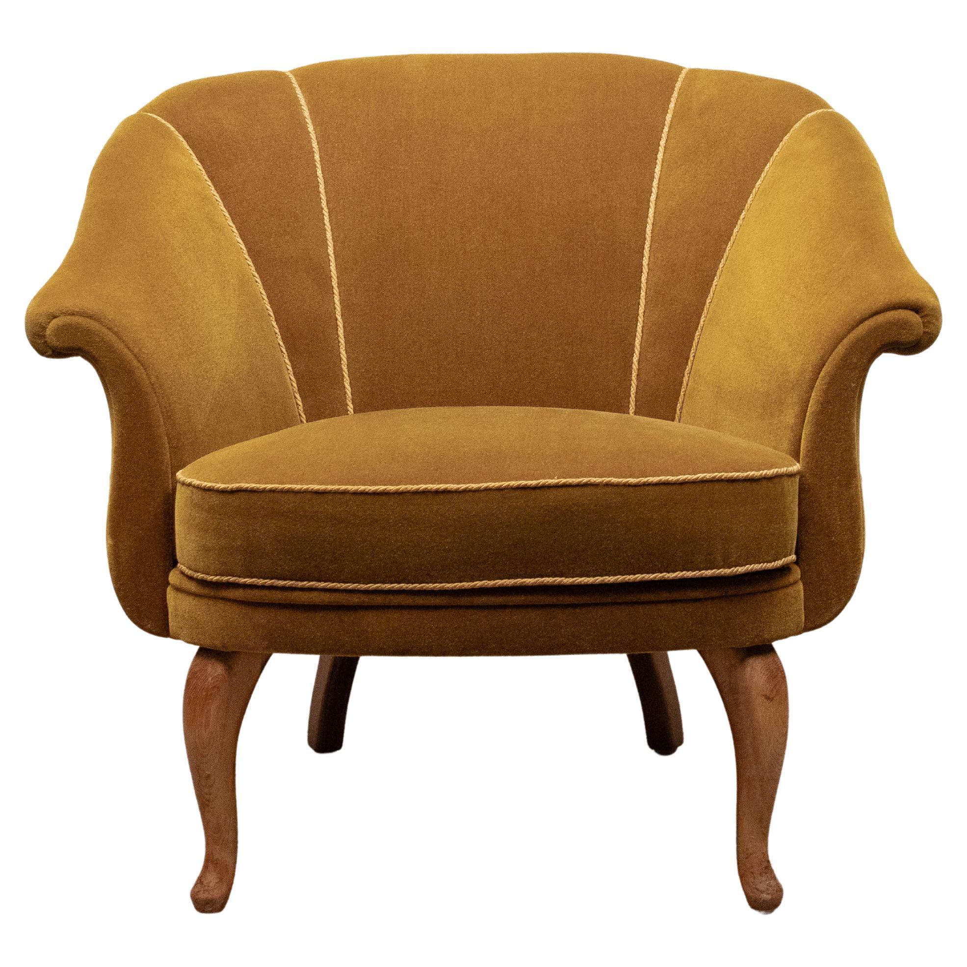 1940er Swedsich Grace Shell Back Club Chair gepolstert mit Samt
