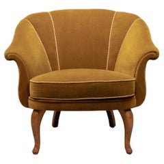 1940s Swedsich Grace Shell Back Club Chair Upholstered With Velvet