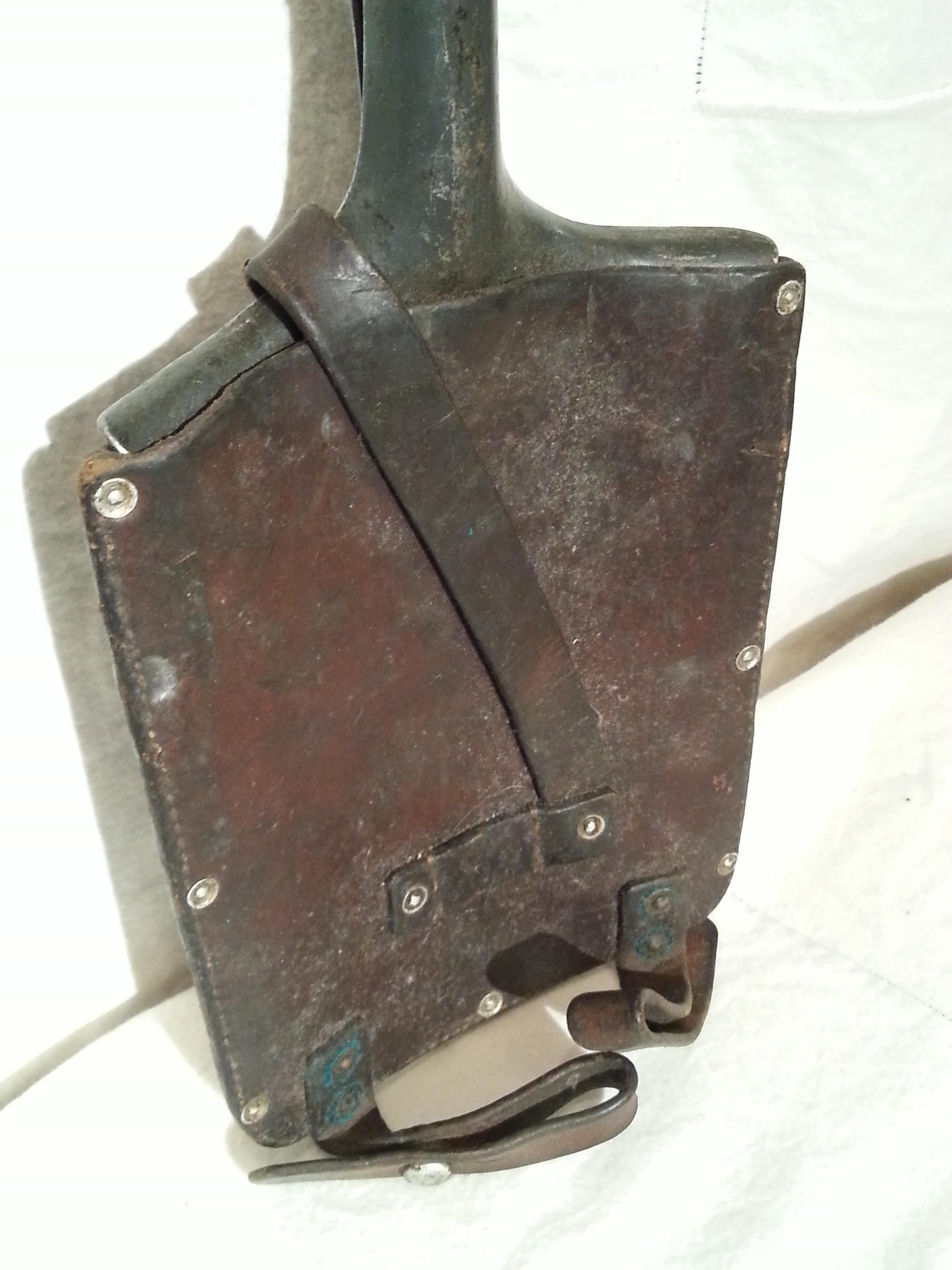 Leather 1940's Swiss Army Shovel with Sheath For Sale
