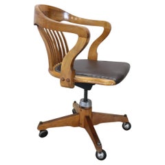 1940s Swivel Desk Chair in Oak Wood