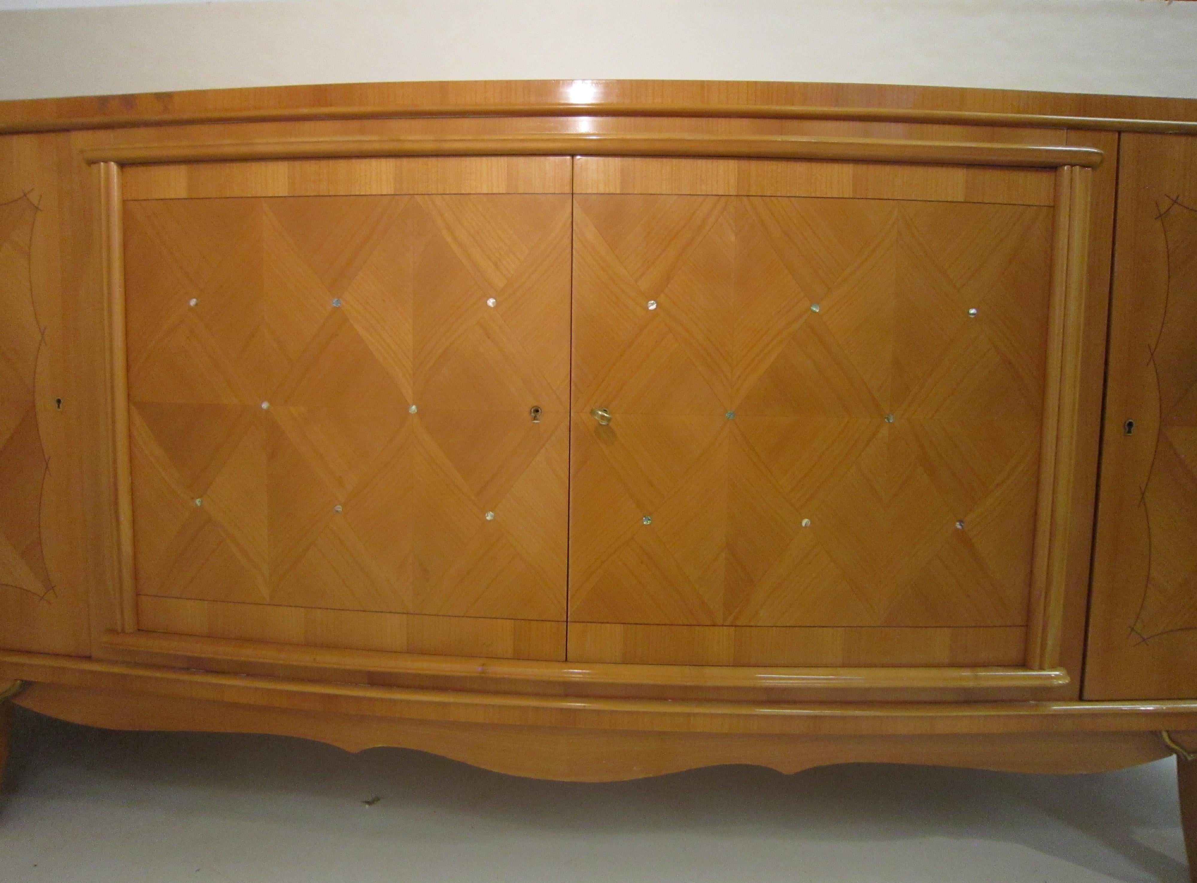 1940s Sycamore Credenza in Parquetry Inlay, Attributed to Andre Arbus 2
