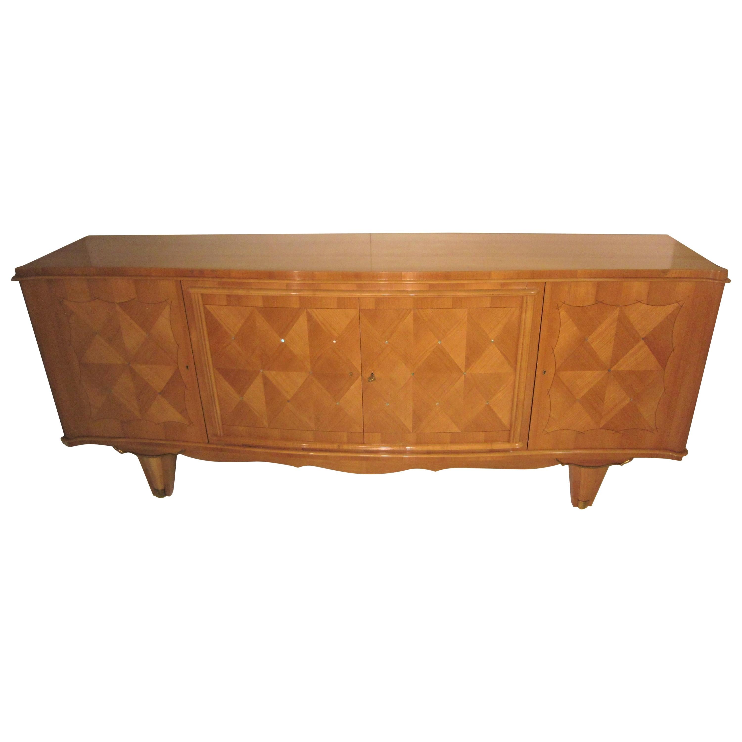 1940s Sycamore Credenza in Parquetry Inlay, Attributed to Andre Arbus