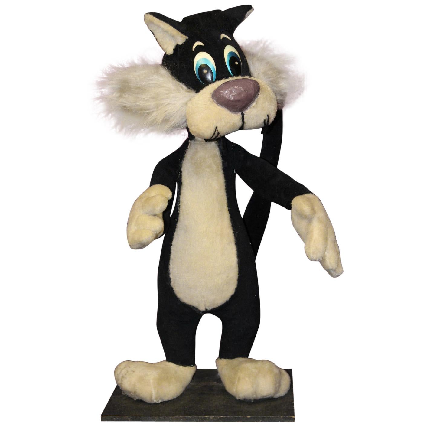 1940s Sylvester the Cat Mechanical Plush Toy Window Advertising For Sale