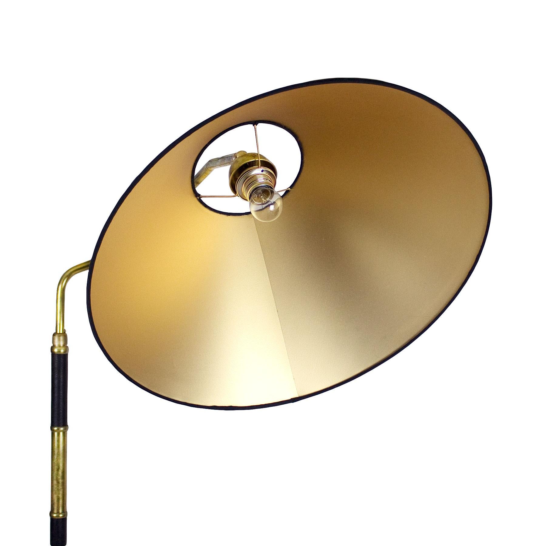 Mid-Century Modern System Standing Lamp, Polished Brass and Leather - Italy For Sale 4