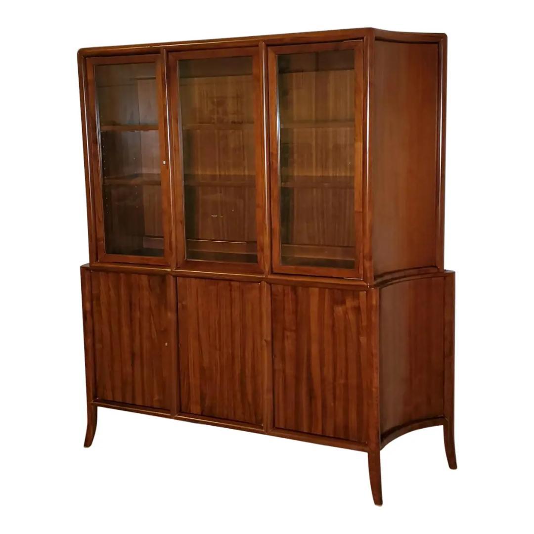 1940s T. H. Robsjohn-Gibbings 2 Part Credenza and Glass Top Cabinet For Sale 11