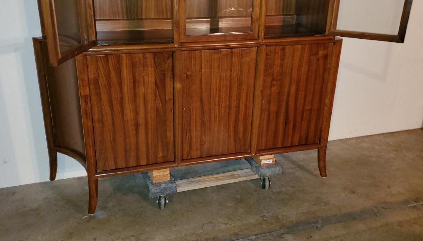 20th Century 1940s T. H. Robsjohn-Gibbings 2 Part Credenza and Glass Top Cabinet For Sale