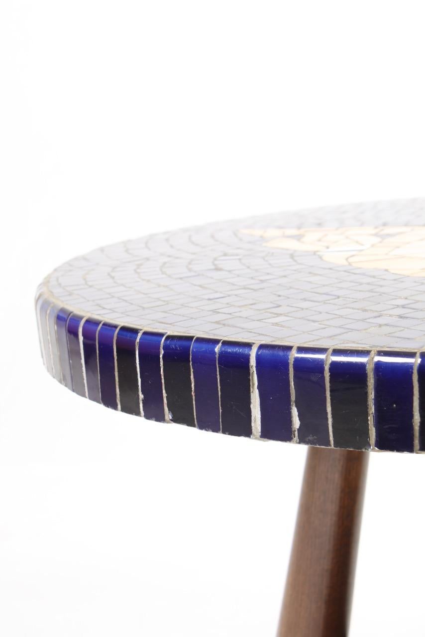 Mid-20th Century 1940s Table in Solid Oak and Mosaics