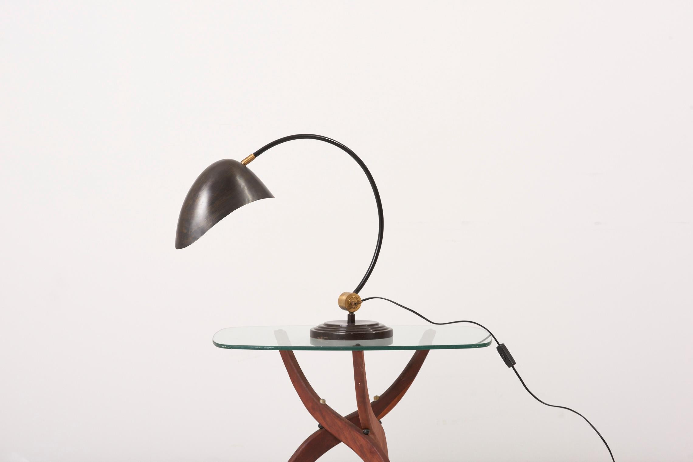 1940s Table Lamp in Metal and Brass In Fair Condition In Berlin, DE