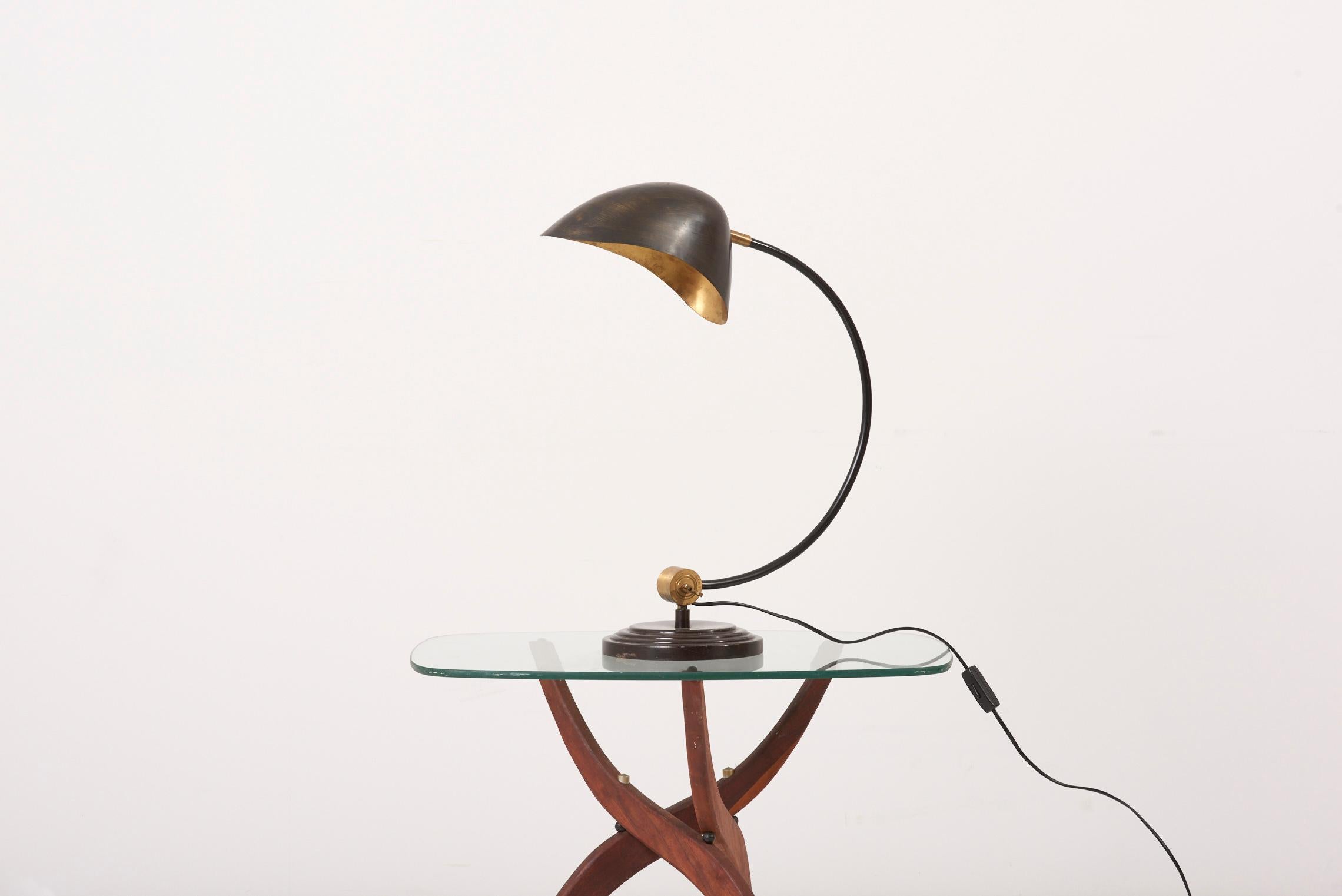 Mid-20th Century 1940s Table Lamp in Metal and Brass