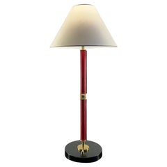 Lampada da tavolo degli anni '40 nello stile di Jacques Adnet in pelle rossa cucita a sella