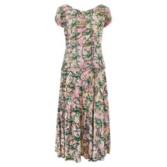 1940s Tachi Castillo Skirt and Top Set with Novelty Aztec Print