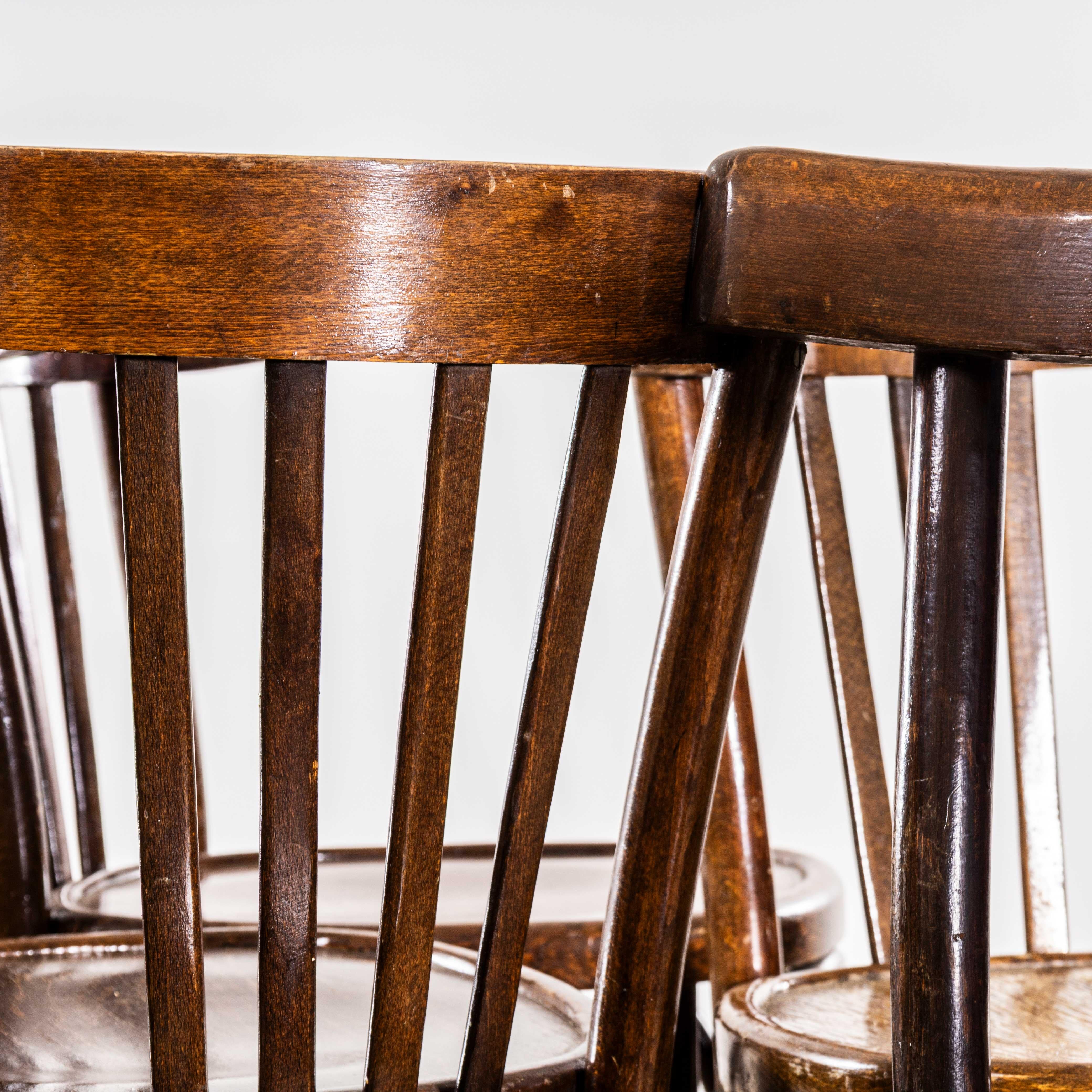 Hêtre 1940's Tall Back Class Bistro Bentwood Dining Chairs - Set Of Six en vente