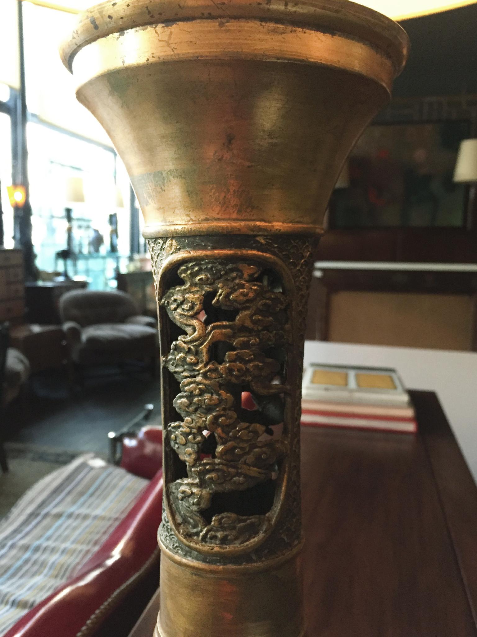1940s Tall Brass Table Lamp in the Style of James Mont 2