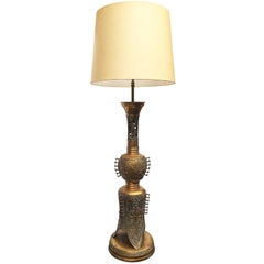 1940s Tall Brass Table Lamp in the Style of James Mont