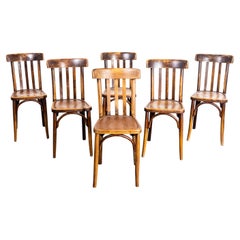 Vintage 1940's Tall Dark Oak Bentwood Dining Chairs - Set Of Six