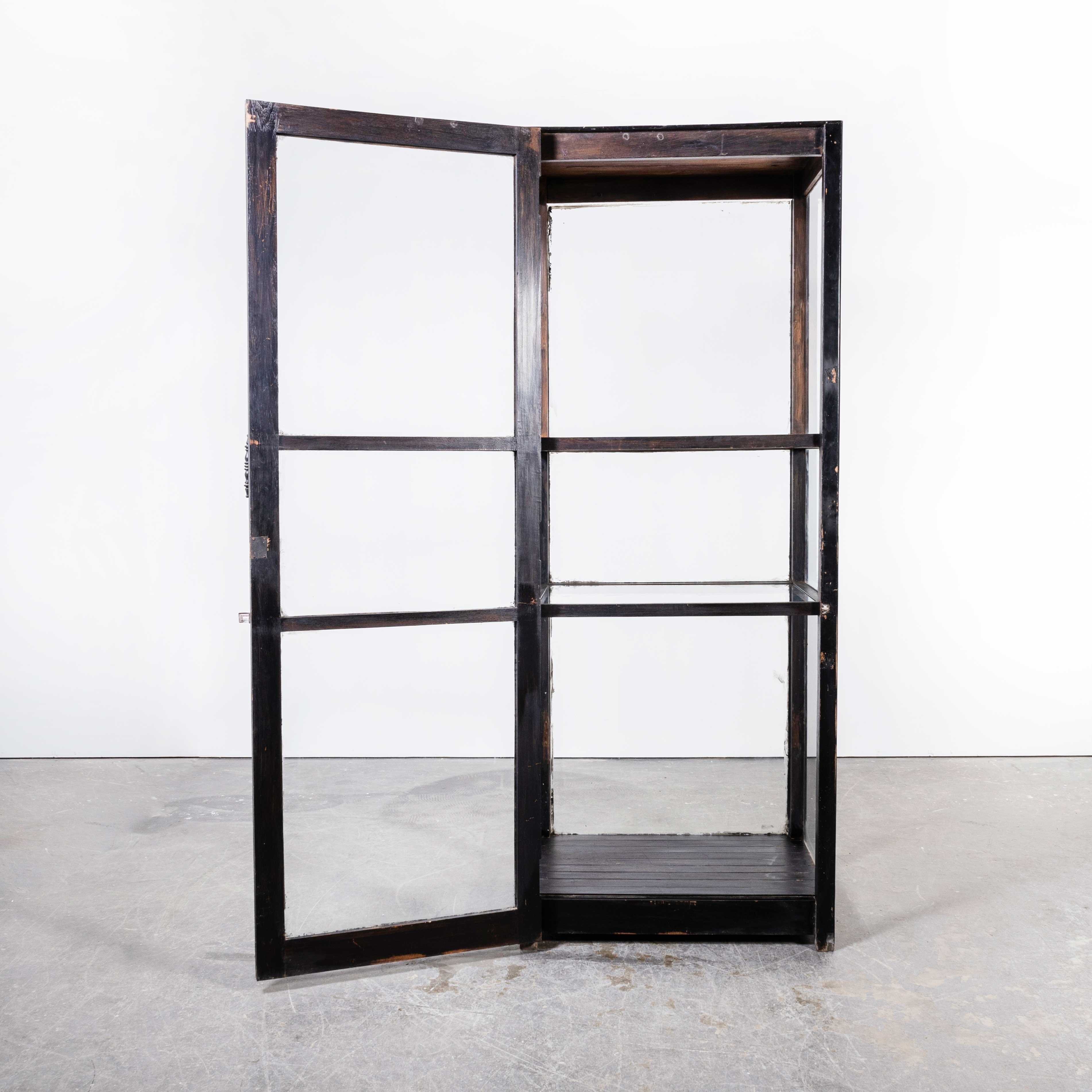 Mid-20th Century 1940's Tall Ebonised French Museum Display Cabinet For Sale