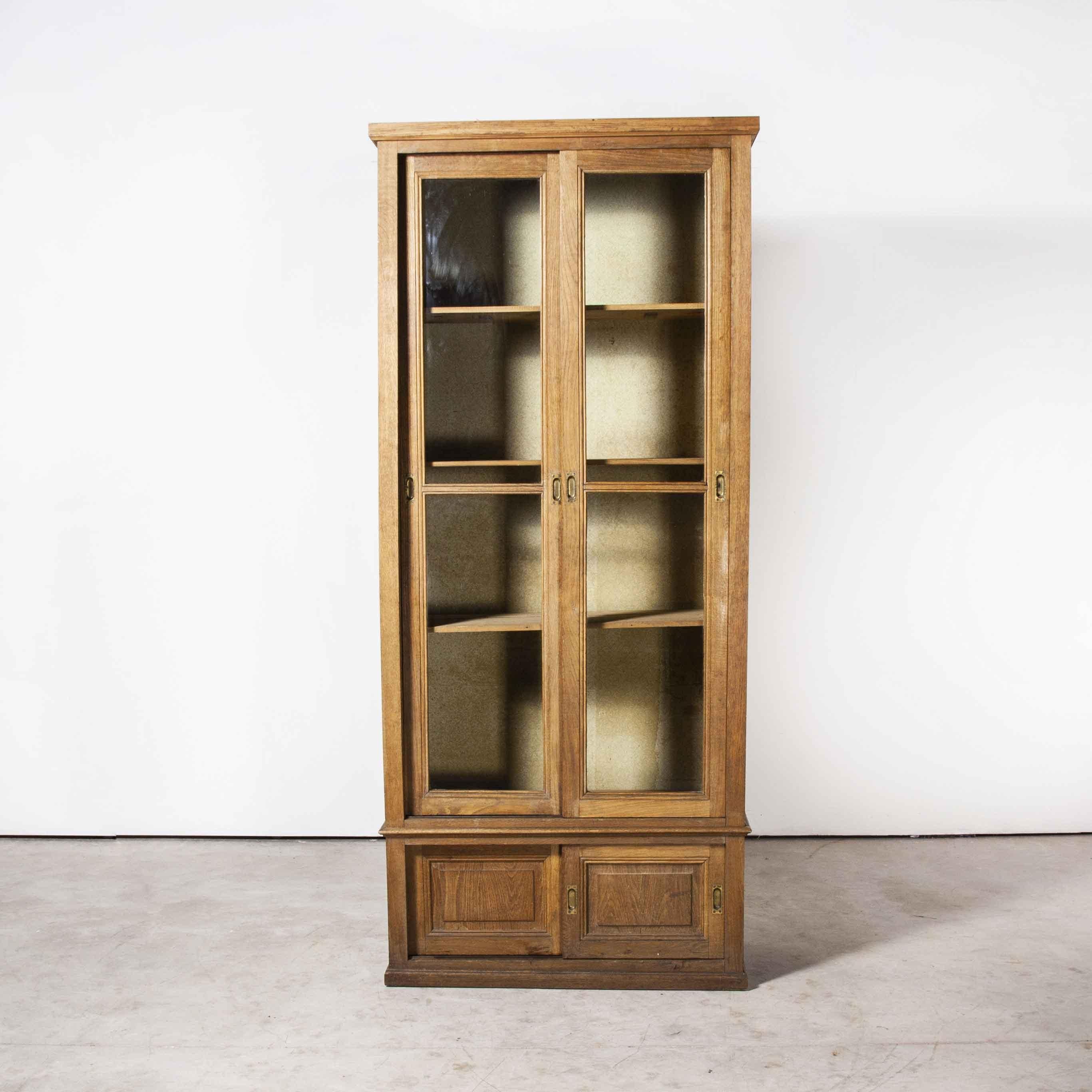 1940's Tall French Oak Glass Fronted Cabinet '1098' 7